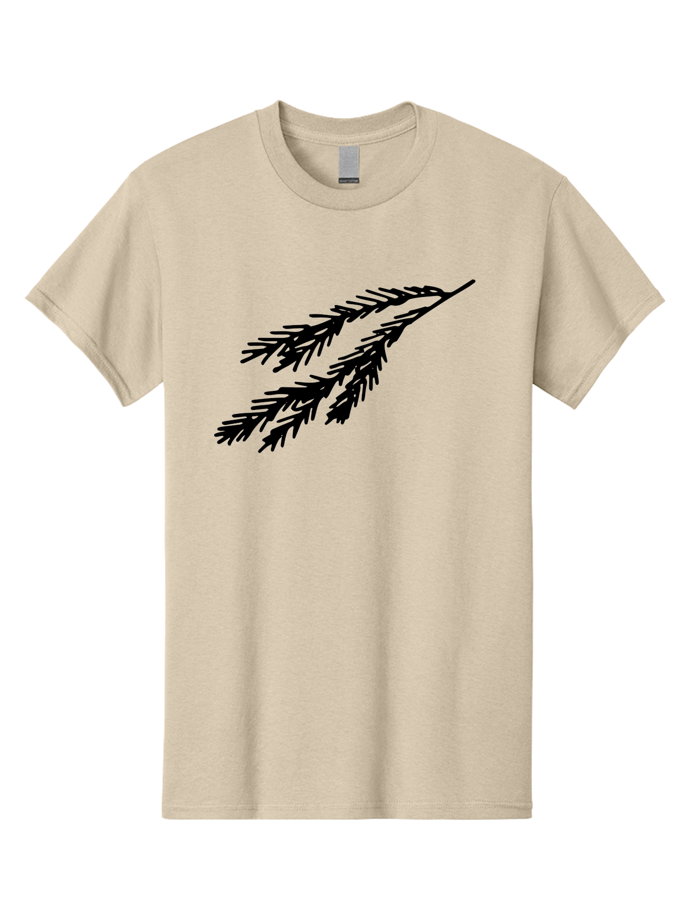 Black-Branches Men'S Graphic Tee, 100% Cotton, Comfortable Casual Summer Wear, Machine Washable, Fir Branch Silhouette, Black Fir Branch, Simple Design, Minimalist Art, Evergreen Branch, Botanical Illustration, Graphic Design Element - Aaa759