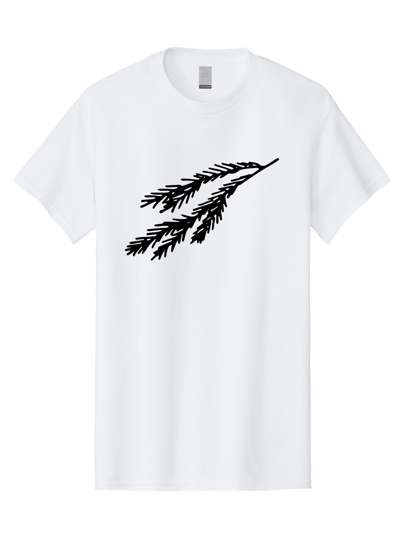 Black-Branches Men'S Graphic Tee, 100% Cotton, Comfortable Casual Summer Wear, Machine Washable, Fir Branch Silhouette, Black Fir Branch, Simple Design, Minimalist Art, Evergreen Branch, Botanical Illustration, Graphic Design Element - Aaa759