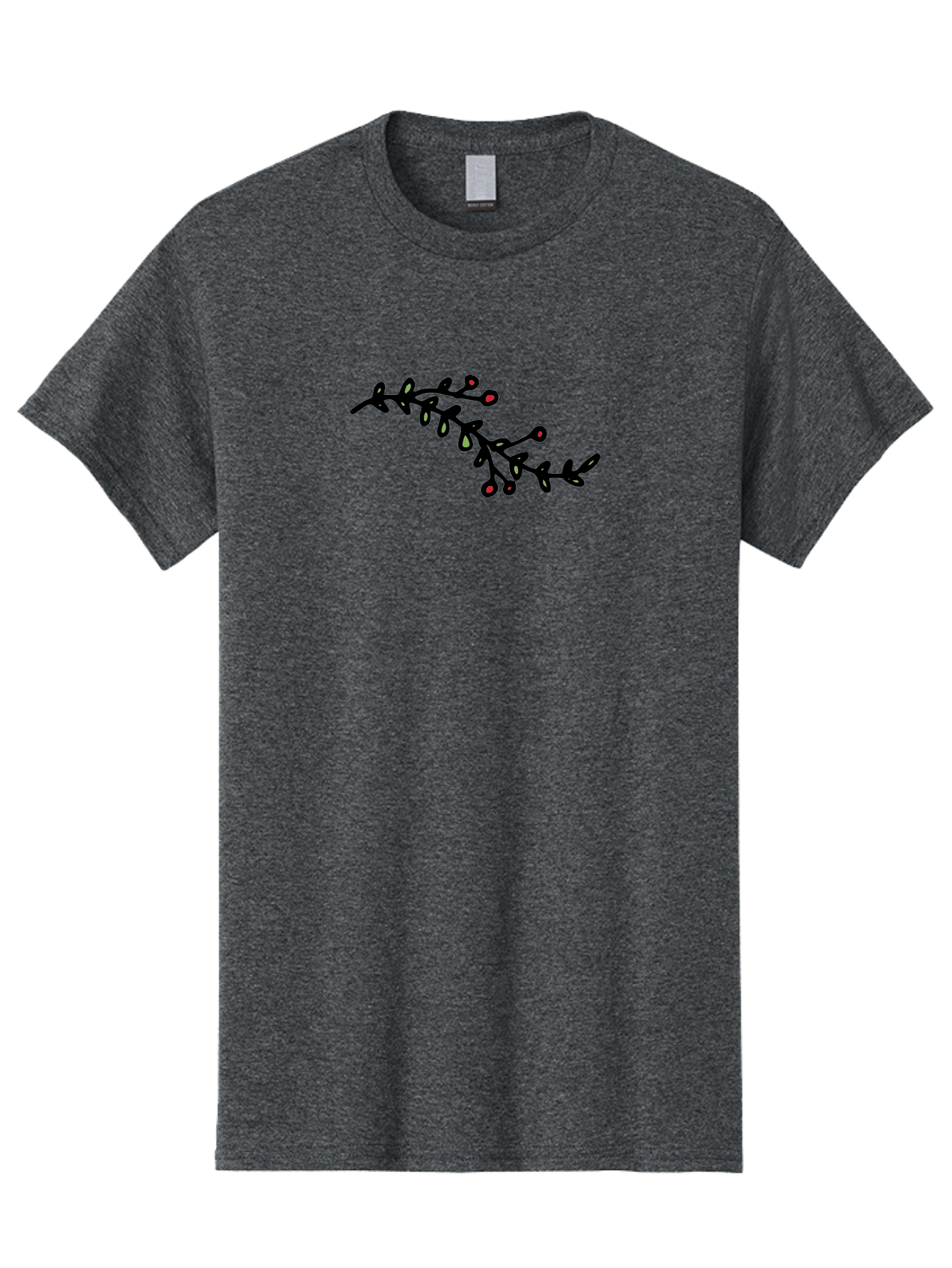 Black-Stem-With-Red-Berries Men'S Graphic Tee, 100% Cotton, Comfortable Casual Summer Wear, Machine Washable, Black Stem, Winter Berries, Red Berries, Minimalist Design, Simple Artwork, Abstract Illustration, Botanical Elements, - Aaa763