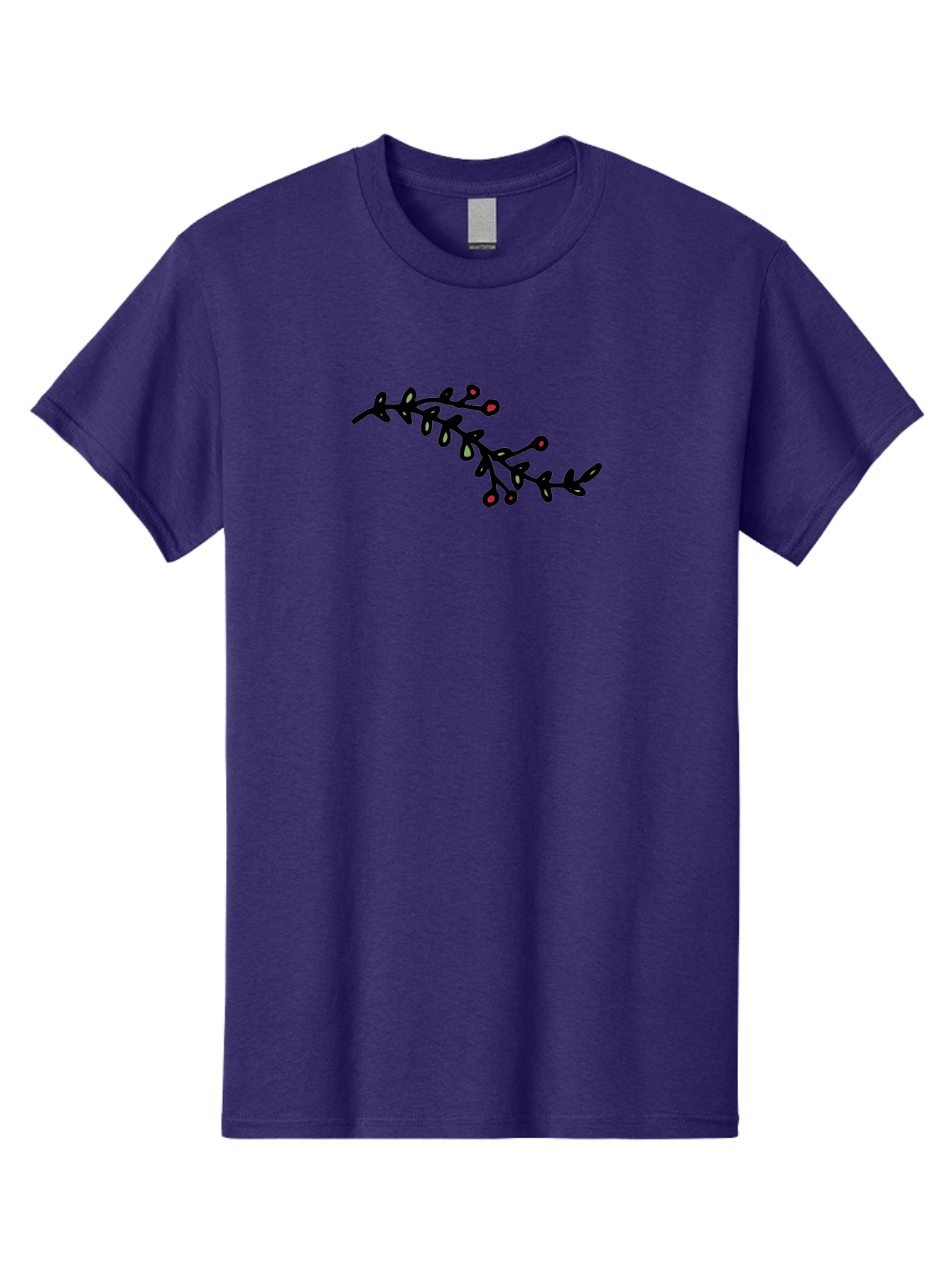 Black-Stem-With-Red-Berries Men'S Graphic Tee, 100% Cotton, Comfortable Casual Summer Wear, Machine Washable, Black Stem, Winter Berries, Red Berries, Minimalist Design, Simple Artwork, Abstract Illustration, Botanical Elements, - Aaa763