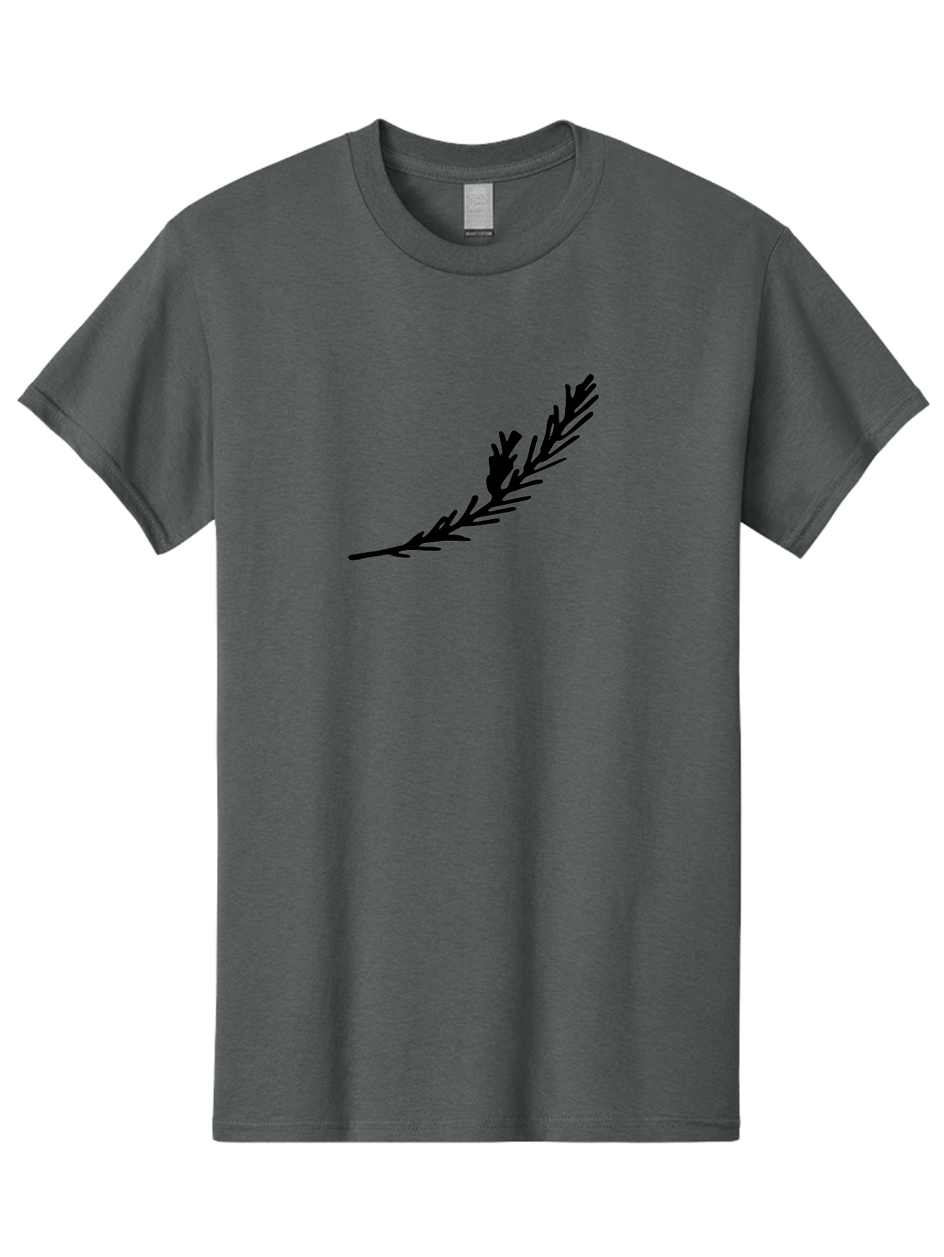 Black-Twig-Silhouette Men'S Graphic Tee, 100% Cotton, Comfortable Casual Summer Wear, Machine Washable, Pine Needles Silhouette, Minimalist Design, Simple Graphics, Sprig Of Pine, Black On Green, Foliage Icon, Nature Symbol - Aaa766