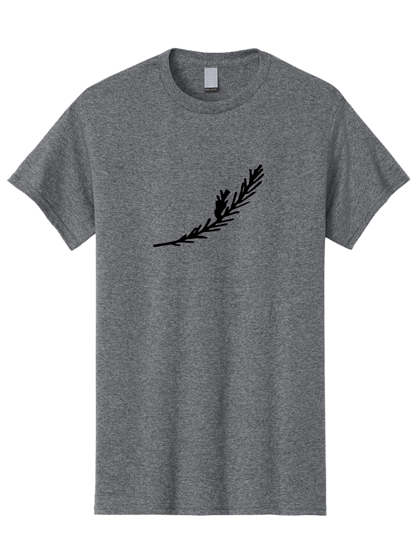 Black-Twig-Silhouette Men'S Graphic Tee, 100% Cotton, Comfortable Casual Summer Wear, Machine Washable, Pine Needles Silhouette, Minimalist Design, Simple Graphics, Sprig Of Pine, Black On Green, Foliage Icon, Nature Symbol - Aaa766