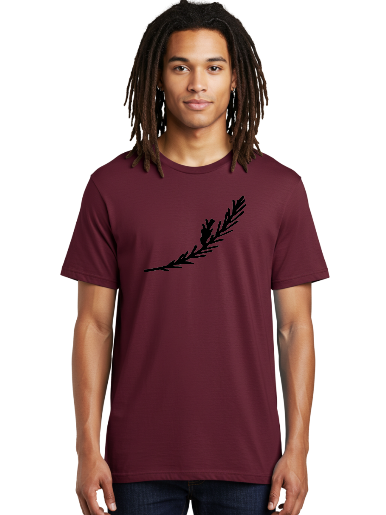 Black-Twig-Silhouette Men'S Graphic Tee, 100% Cotton, Comfortable Casual Summer Wear, Machine Washable, Pine Needles Silhouette, Minimalist Design, Simple Graphics, Sprig Of Pine, Black On Green, Foliage Icon, Nature Symbol - Aaa766