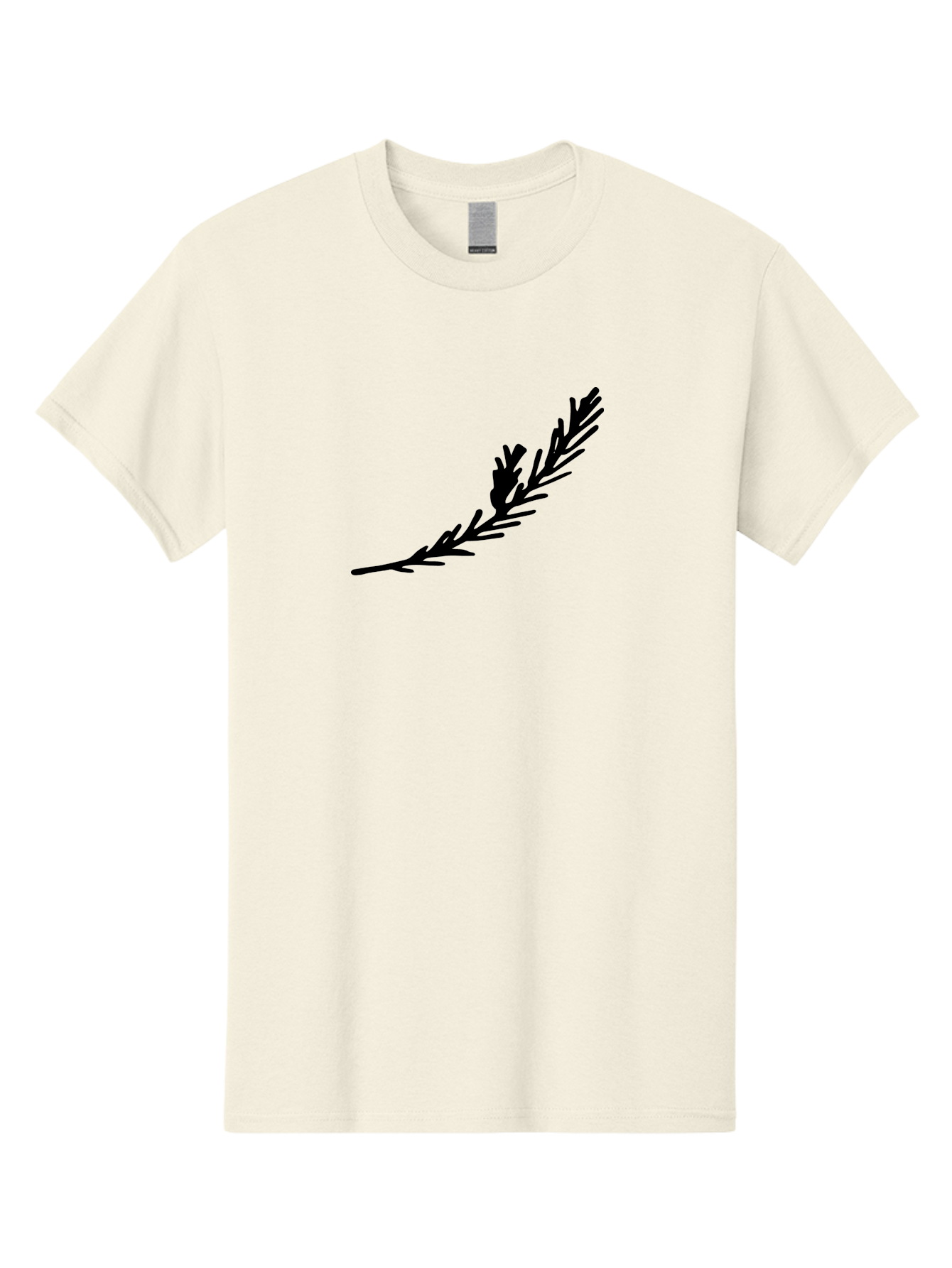 Black-Twig-Silhouette Men'S Graphic Tee, 100% Cotton, Comfortable Casual Summer Wear, Machine Washable, Pine Needles Silhouette, Minimalist Design, Simple Graphics, Sprig Of Pine, Black On Green, Foliage Icon, Nature Symbol - Aaa766