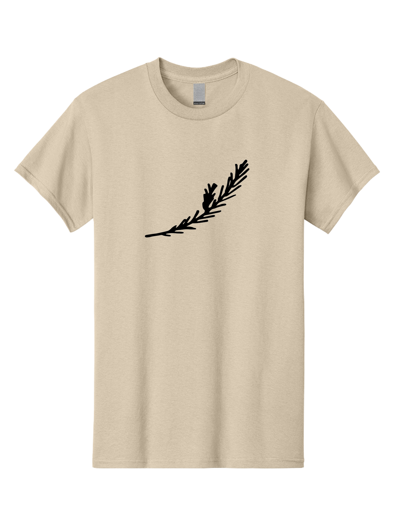 Black-Twig-Silhouette Men'S Graphic Tee, 100% Cotton, Comfortable Casual Summer Wear, Machine Washable, Pine Needles Silhouette, Minimalist Design, Simple Graphics, Sprig Of Pine, Black On Green, Foliage Icon, Nature Symbol - Aaa766