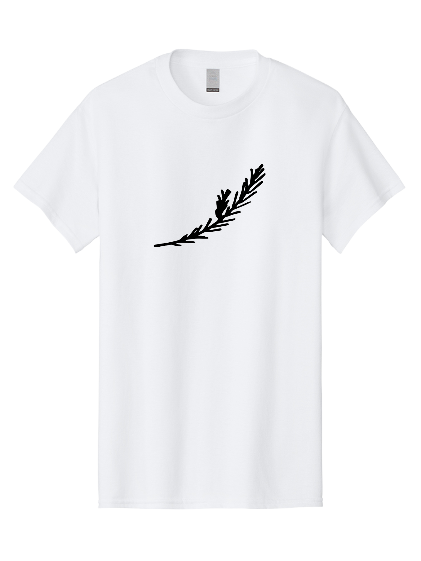 Black-Twig-Silhouette Men'S Graphic Tee, 100% Cotton, Comfortable Casual Summer Wear, Machine Washable, Pine Needles Silhouette, Minimalist Design, Simple Graphics, Sprig Of Pine, Black On Green, Foliage Icon, Nature Symbol - Aaa766