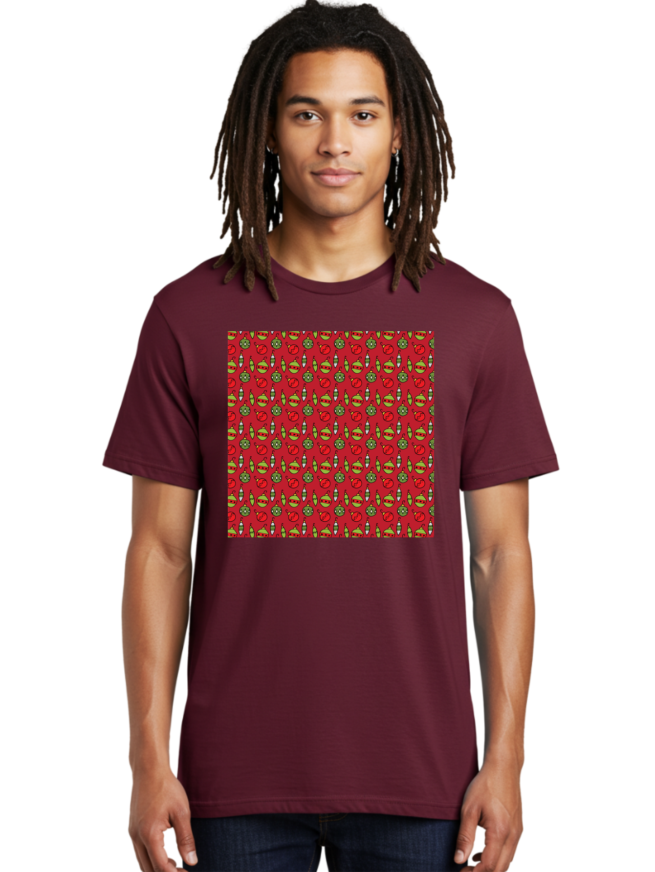 Bombs-Pattern Men'S Graphic Tee, 100% Cotton, Comfortable Casual Summer Wear, Machine Washable, Bombs And Emoji, Cartoon Graphics, War Symbols, Red Background, Green And Red Colors, Cute Illustrations, Funny Patterns, Danger Signs, - Aaa770