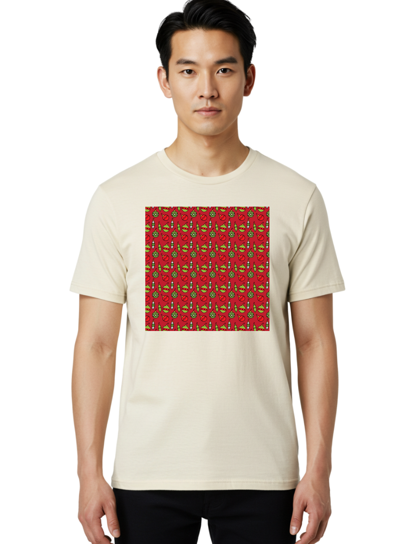 Bombs-Pattern Men'S Graphic Tee, 100% Cotton, Comfortable Casual Summer Wear, Machine Washable, Bombs And Emoji, Cartoon Graphics, War Symbols, Red Background, Green And Red Colors, Cute Illustrations, Funny Patterns, Danger Signs, - Aaa770