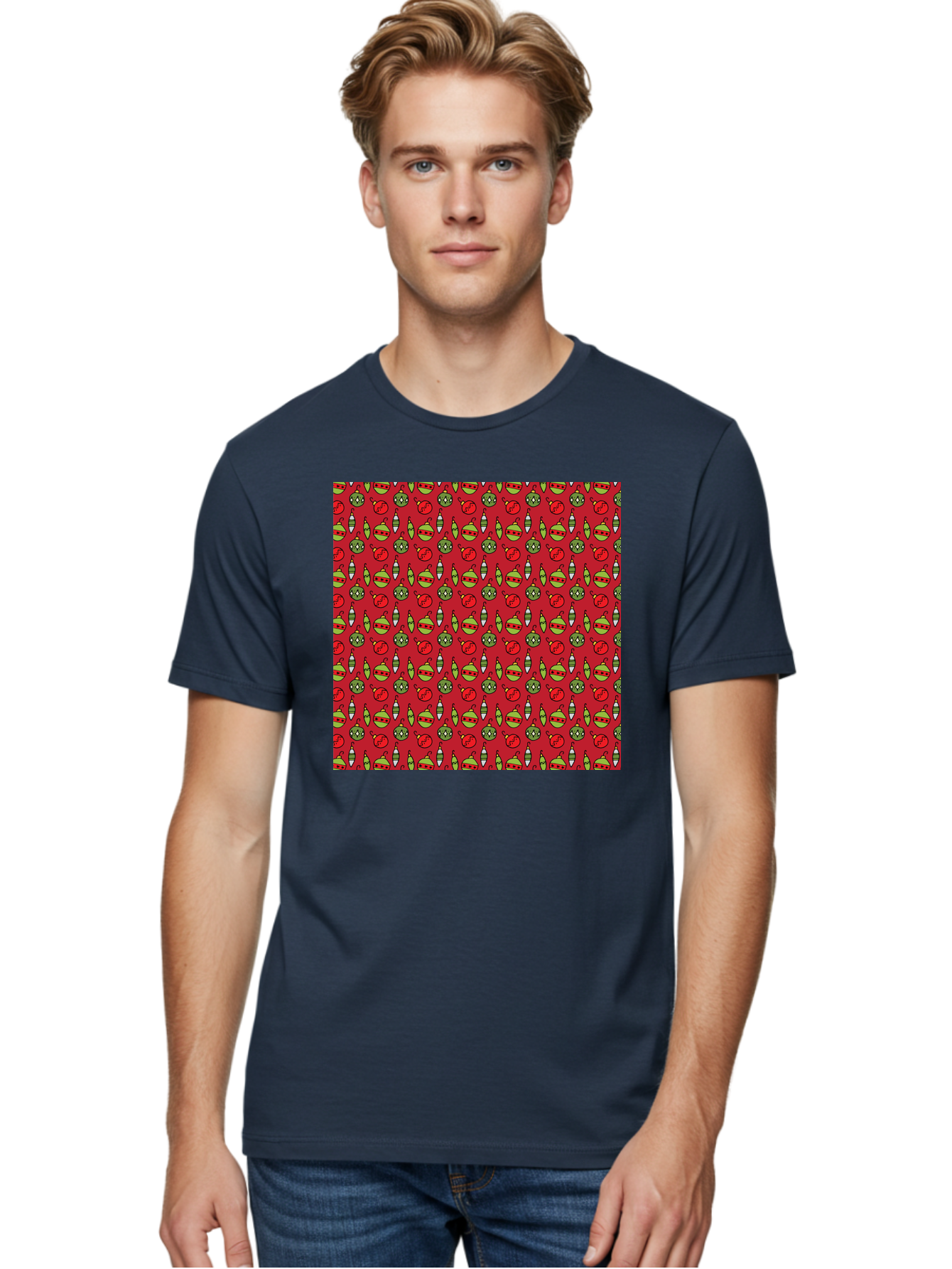 Bombs-Pattern Men'S Graphic Tee, 100% Cotton, Comfortable Casual Summer Wear, Machine Washable, Bombs And Emoji, Cartoon Graphics, War Symbols, Red Background, Green And Red Colors, Cute Illustrations, Funny Patterns, Danger Signs, - Aaa770