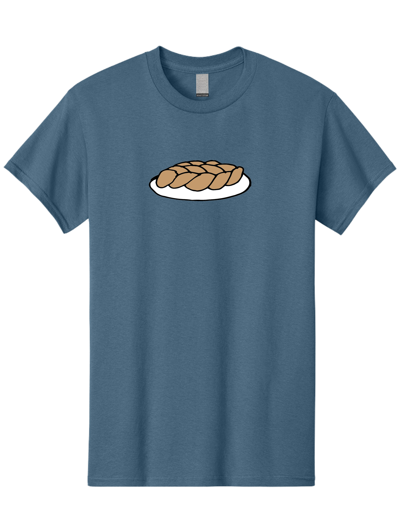 Braided-Loaf-Of-Bread Men'S Graphic Tee, 100% Cotton, Comfortable Casual Summer Wear, Machine Washable, Braided Bread, Baked Goods, Artisanal Bread, Bread On Plate, White Plate, Brown Bread, Traditional Bread, Freshly Baked - Aaa771