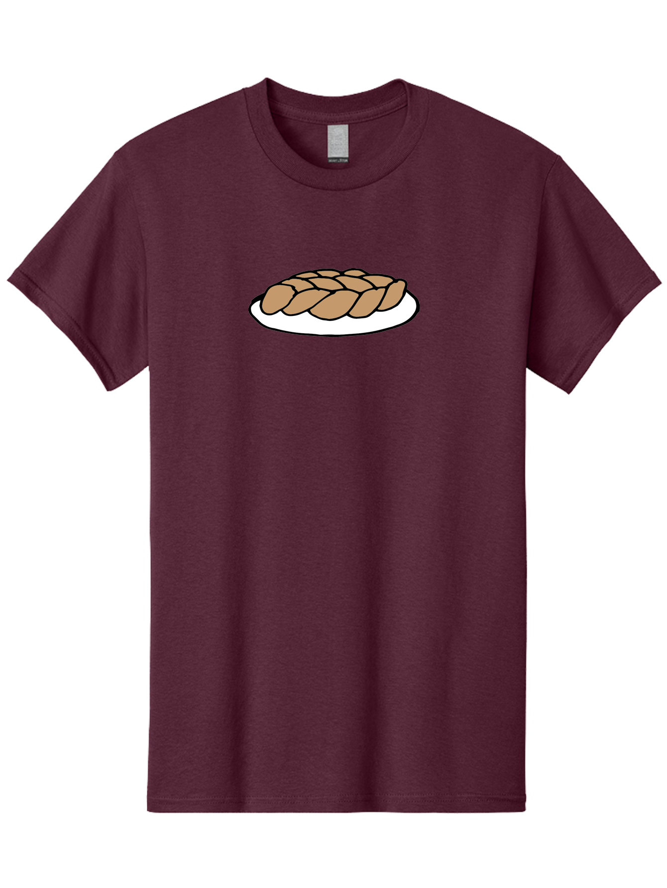 Braided-Loaf-Of-Bread Men'S Graphic Tee, 100% Cotton, Comfortable Casual Summer Wear, Machine Washable, Braided Bread, Baked Goods, Artisanal Bread, Bread On Plate, White Plate, Brown Bread, Traditional Bread, Freshly Baked - Aaa771