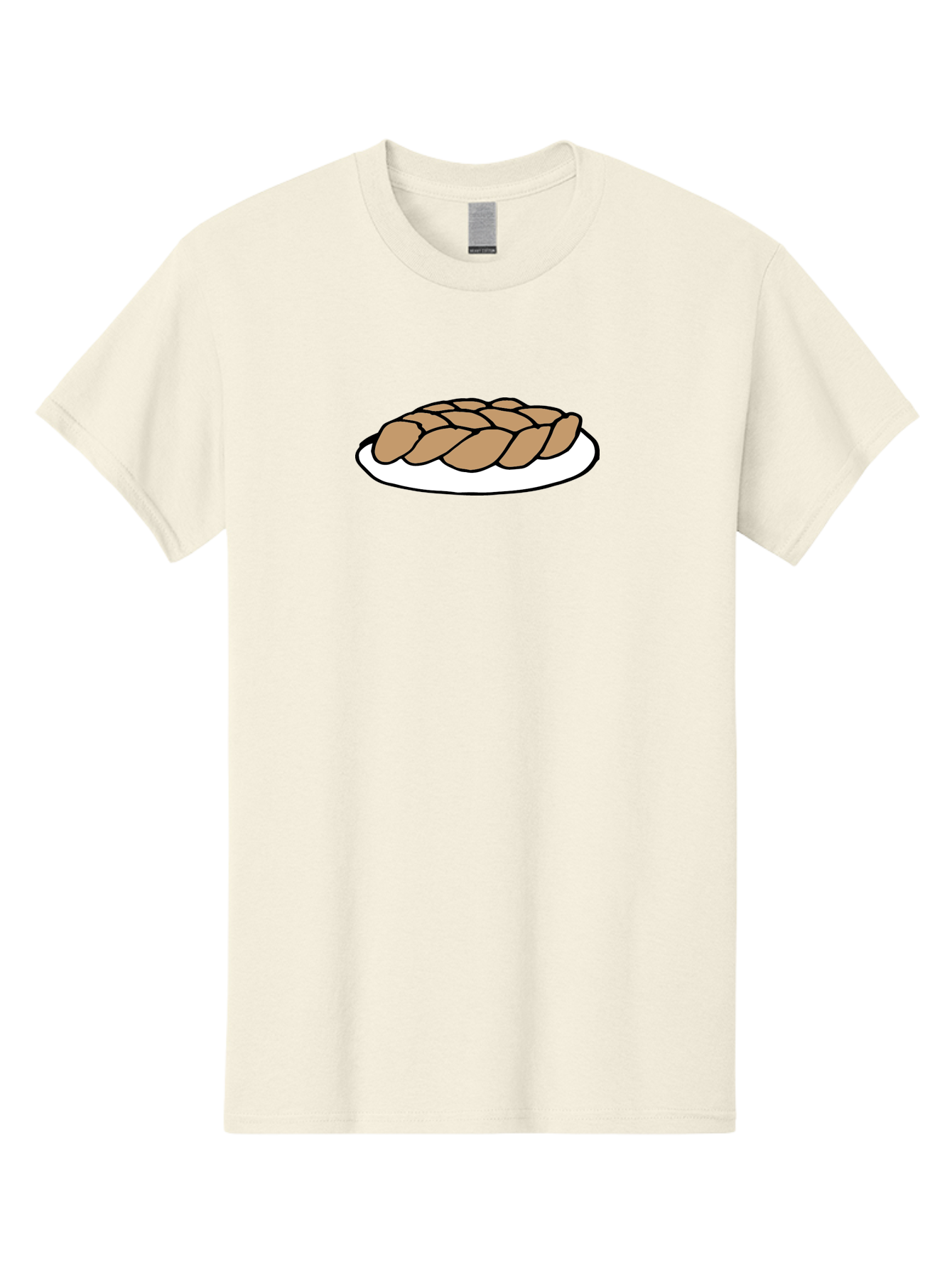 Braided-Loaf-Of-Bread Men'S Graphic Tee, 100% Cotton, Comfortable Casual Summer Wear, Machine Washable, Braided Bread, Baked Goods, Artisanal Bread, Bread On Plate, White Plate, Brown Bread, Traditional Bread, Freshly Baked - Aaa771