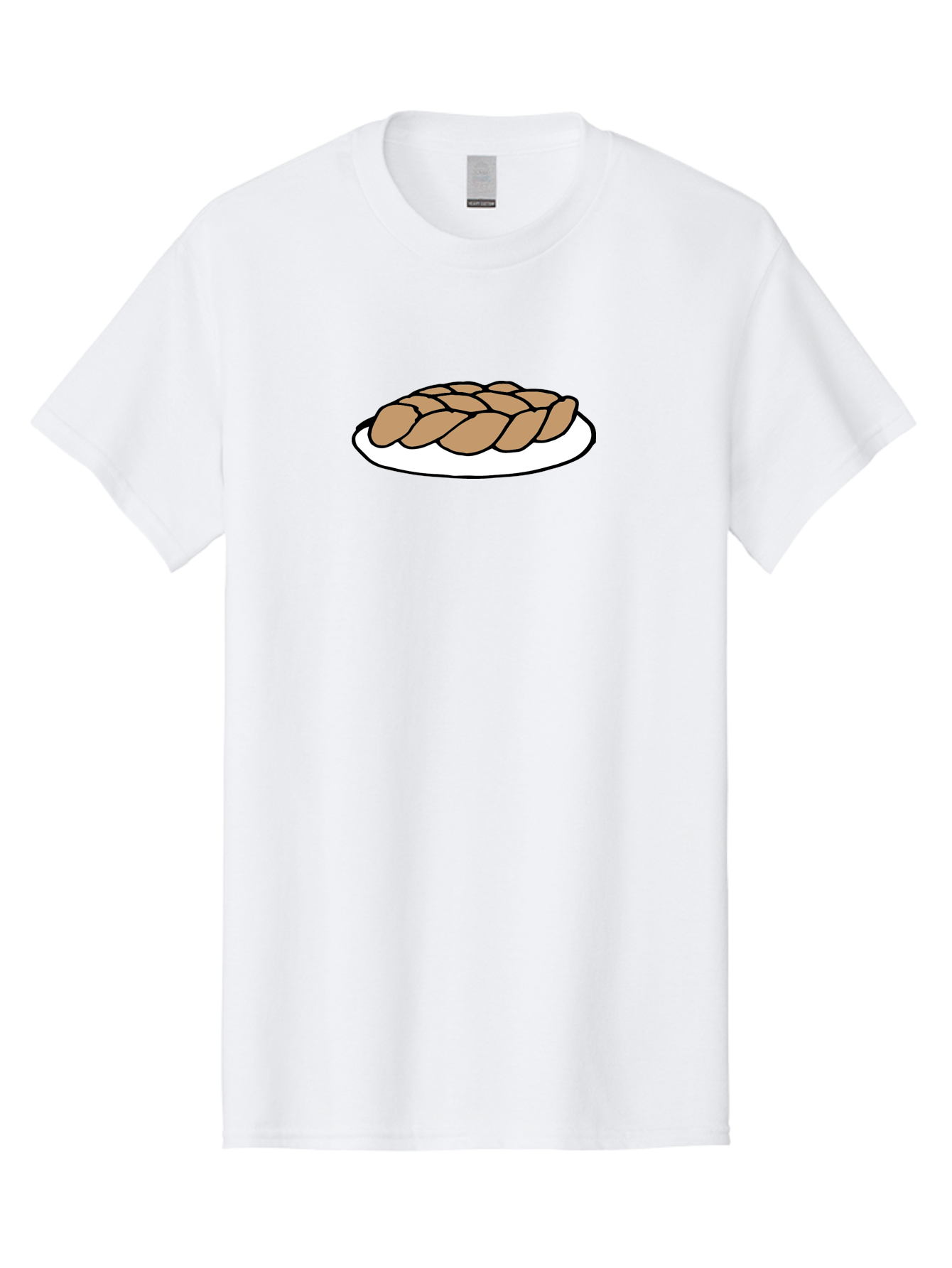 Braided-Loaf-Of-Bread Men'S Graphic Tee, 100% Cotton, Comfortable Casual Summer Wear, Machine Washable, Braided Bread, Baked Goods, Artisanal Bread, Bread On Plate, White Plate, Brown Bread, Traditional Bread, Freshly Baked - Aaa771