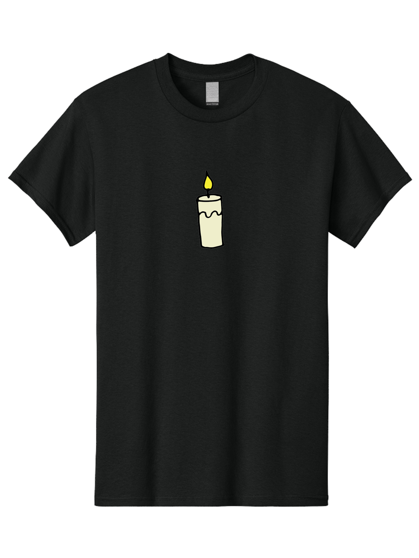 Candle-3 Men'S Graphic Tee, 100% Cotton, Comfortable Casual Summer Wear, Machine Washable, Lit Candle, Melting Wax, Yellow Flame, Flickering Light, Simple Illustration, Minimalist Design, Soothing Ambiance, Relaxation, Calm Atmosphere - Aaa776