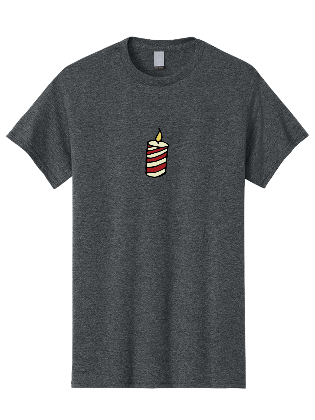 Candle Men'S Graphic Tee, 100% Cotton, Comfortable Casual Summer Wear, Machine Washable, Red And White Striped Candle, Lit Candle, Warm Ambiance, Relaxing Atmosphere, Peaceful Decor, Cozy Lighting, Simple Design - Aaa778