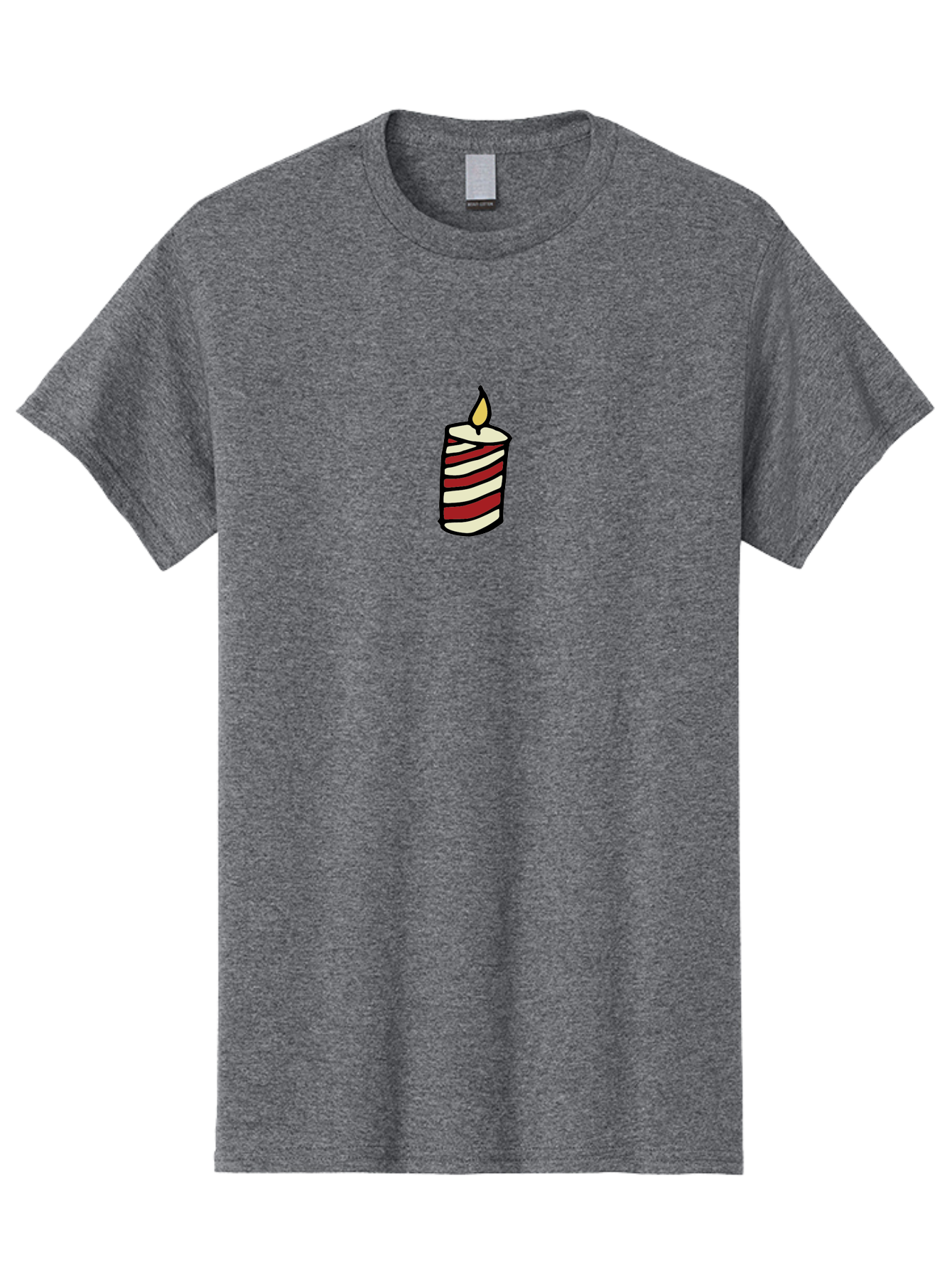 Candle Men'S Graphic Tee, 100% Cotton, Comfortable Casual Summer Wear, Machine Washable, Red And White Striped Candle, Lit Candle, Warm Ambiance, Relaxing Atmosphere, Peaceful Decor, Cozy Lighting, Simple Design - Aaa778