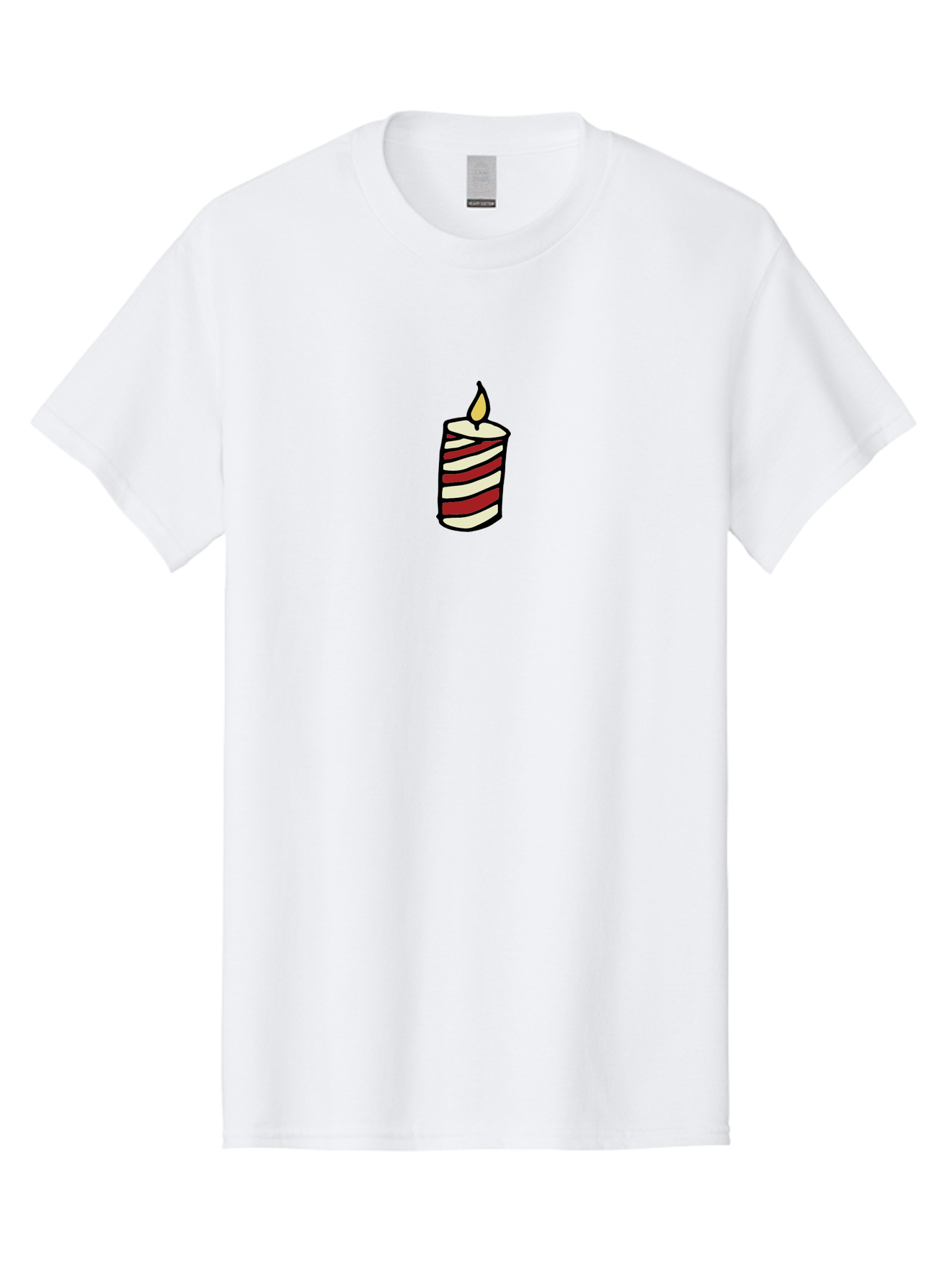 Candle Men'S Graphic Tee, 100% Cotton, Comfortable Casual Summer Wear, Machine Washable, Red And White Striped Candle, Lit Candle, Warm Ambiance, Relaxing Atmosphere, Peaceful Decor, Cozy Lighting, Simple Design - Aaa778