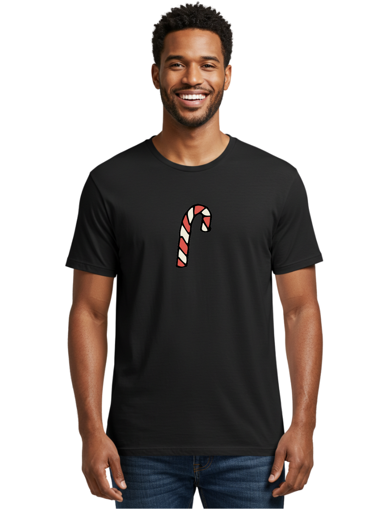 Candy-Cane-1 Men'S Graphic Tee, 100% Cotton, Comfortable Casual Summer Wear, Machine Washable, Candy Cane, Red And White Stripes, Festive Holiday Treat, Christmas Symbol, Sweet Candy, Winter Wonderland, Holiday Cheer, Peppermint Flavor - Aaa779