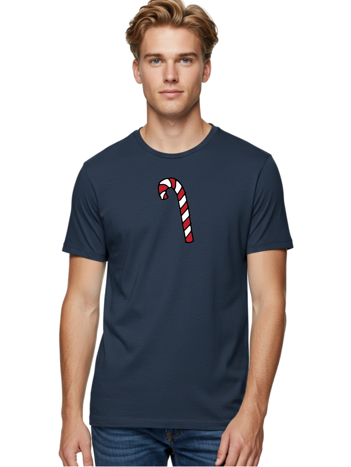 Candy-Cane-2 Men'S Graphic Tee, 100% Cotton, Comfortable Casual Summer Wear, Machine Washable, Striped Candy Cane, Holiday Treat, Festive Decoration, Christmas Symbol, Red And White Stripes, Sweet Delight, Seasonal Charm - Aaa780