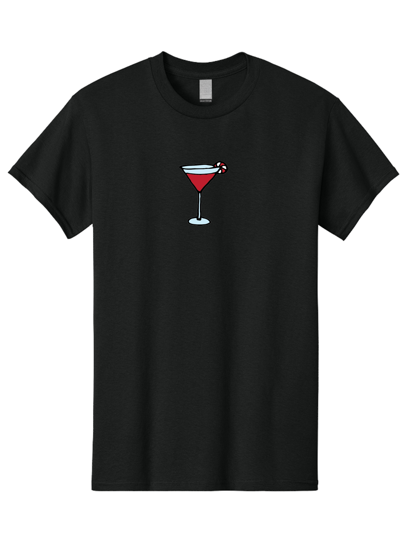 Candy-Cane-Martini-1 Men'S Graphic Tee, 100% Cotton, Comfortable Casual Summer Wear, Machine Washable, Red Martini, Candy Cane Garnish, Festive Cocktail, Holiday Drink, Sweet Treat, Christmas Party, Cocktail Hour - Aaa781