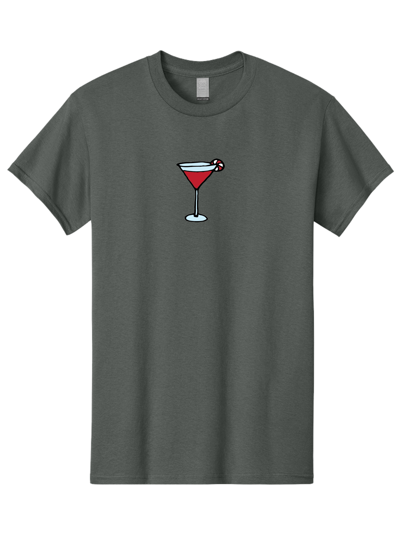 Candy-Cane-Martini-1 Men'S Graphic Tee, 100% Cotton, Comfortable Casual Summer Wear, Machine Washable, Red Martini, Candy Cane Garnish, Festive Cocktail, Holiday Drink, Sweet Treat, Christmas Party, Cocktail Hour - Aaa781