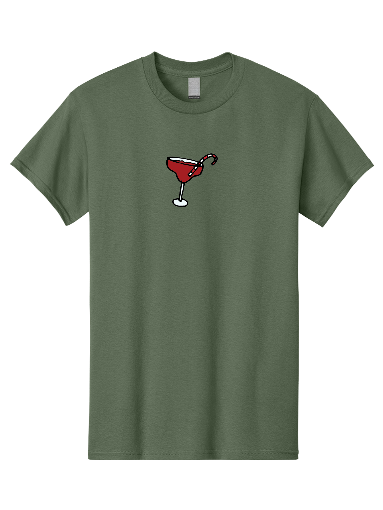 Candy-Cane-Martini Men'S Graphic Tee, 100% Cotton, Comfortable Casual Summer Wear, Machine Washable, Martini Glass, Red Cocktail, Candy Cane Garnish, Festive Drink, Holiday Party, Sweet Treat, Christmas Cocktail - Aaa783