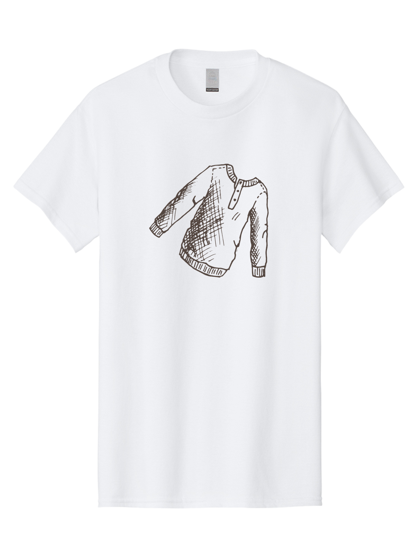 Cardigan-Sweater Men'S Graphic Tee, 100% Cotton, Comfortable Casual Summer Wear, Machine Washable, Hand-Drawn Sweater Illustration, Plaid Pattern, Henley Style, Casual Wear, Knitted Clothing, Fashion Design, Textile Art - Aaa789