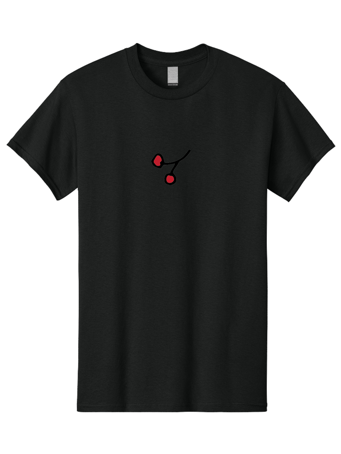 Cherries Men'S Graphic Tee, 100% Cotton, Comfortable Casual Summer Wear, Machine Washable, Pair Of Cherries, Red Fruit, Simple Drawing, Cartoon Style, Black Outline, Vibrant Red, Minimalist Art, Sweet Treats - Aaa799