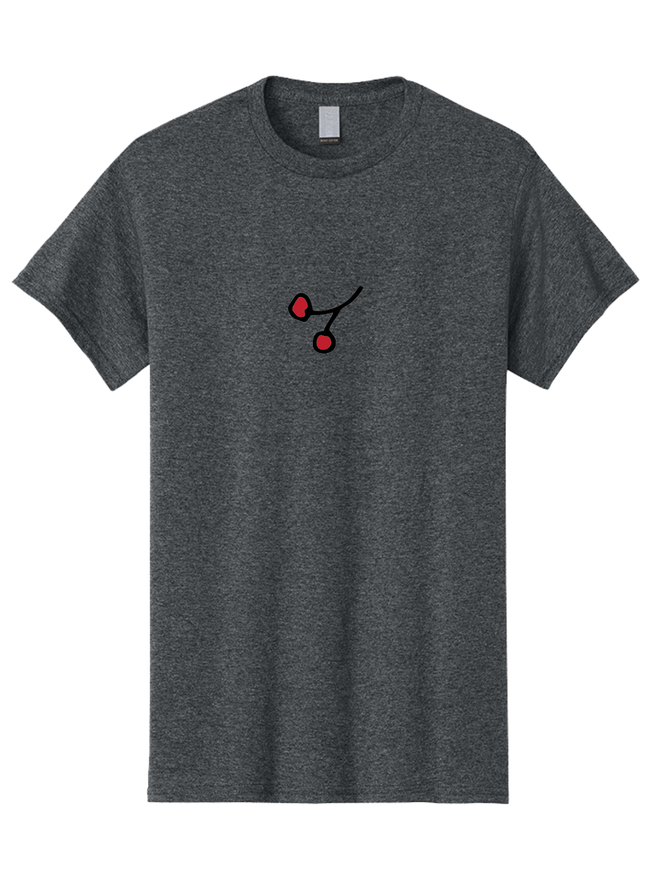 Cherries Men'S Graphic Tee, 100% Cotton, Comfortable Casual Summer Wear, Machine Washable, Pair Of Cherries, Red Fruit, Simple Drawing, Cartoon Style, Black Outline, Vibrant Red, Minimalist Art, Sweet Treats - Aaa799