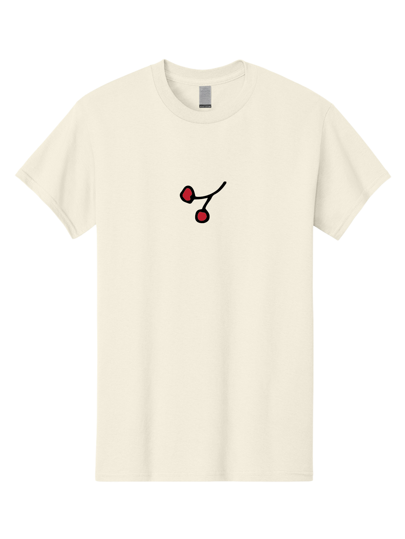 Cherries Men'S Graphic Tee, 100% Cotton, Comfortable Casual Summer Wear, Machine Washable, Pair Of Cherries, Red Fruit, Simple Drawing, Cartoon Style, Black Outline, Vibrant Red, Minimalist Art, Sweet Treats - Aaa799