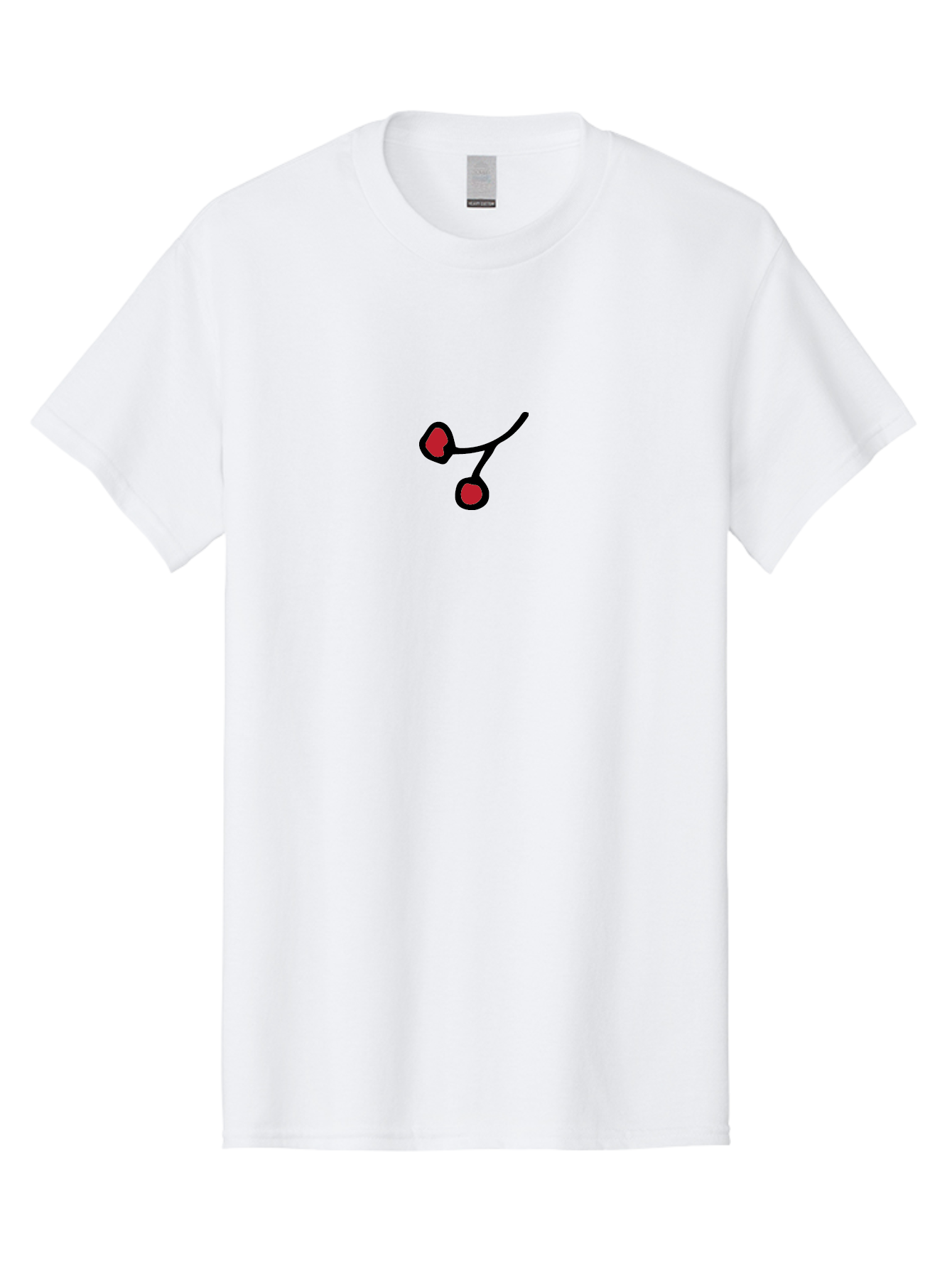 Cherries Men'S Graphic Tee, 100% Cotton, Comfortable Casual Summer Wear, Machine Washable, Pair Of Cherries, Red Fruit, Simple Drawing, Cartoon Style, Black Outline, Vibrant Red, Minimalist Art, Sweet Treats - Aaa799