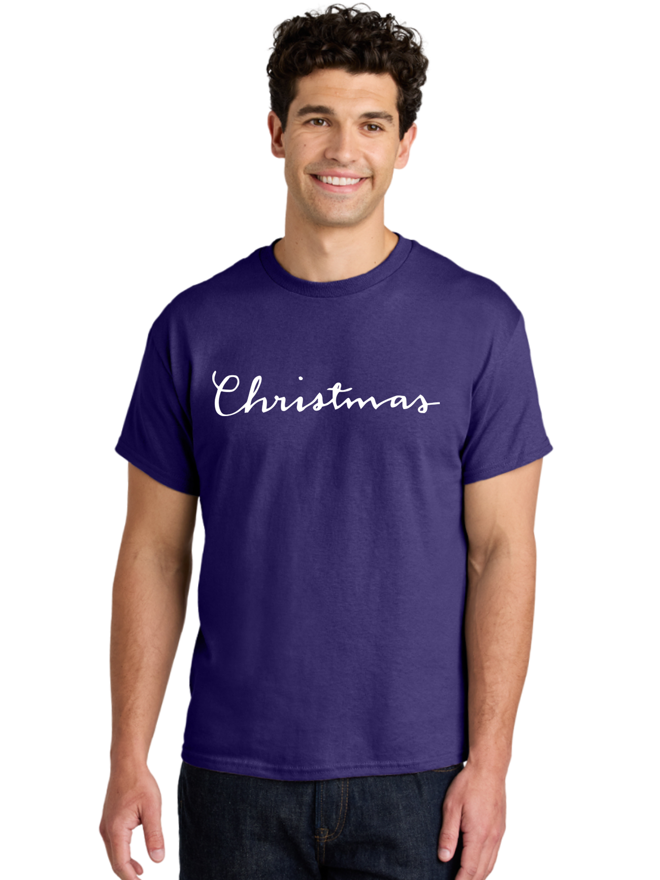 Christmas-1 Men'S Graphic Tee, 100% Cotton, Comfortable Casual Summer Wear, Machine Washable, Christmas, Holiday Season, Festive Atmosphere, Winter Wonderland, Holiday Cheer, Christmas Magic, White Cursive Text - Aaa801