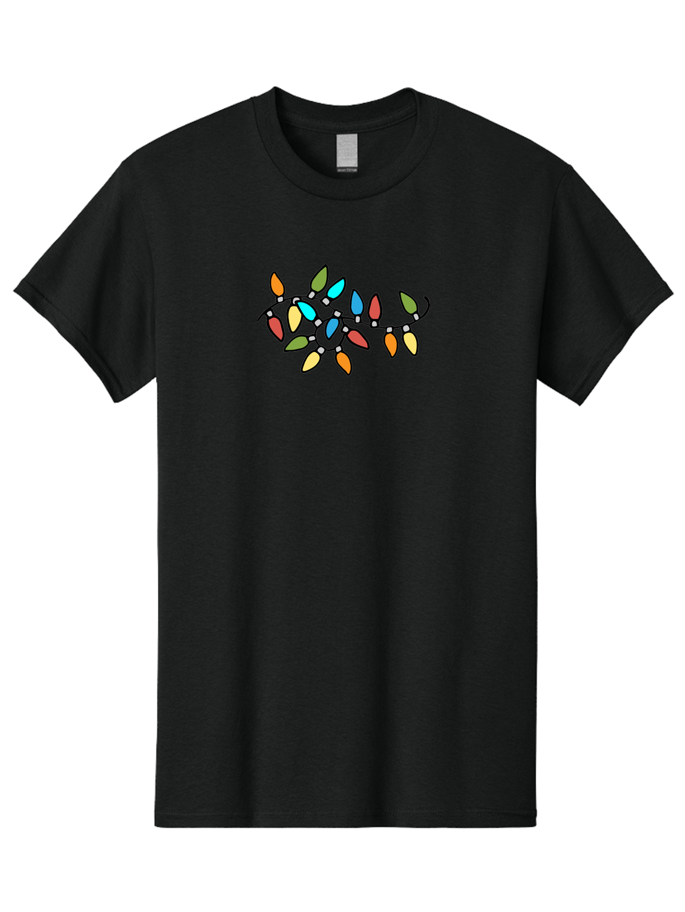 Christmas-Lights-1 Men'S Graphic Tee, 100% Cotton, Comfortable Casual Summer Wear, Machine Washable, Multicolored Christmas Lights, Festive Decorations, Holiday String Lights, Colorful Bulbs, Celebration Decoration, Party Lights - Aaa807