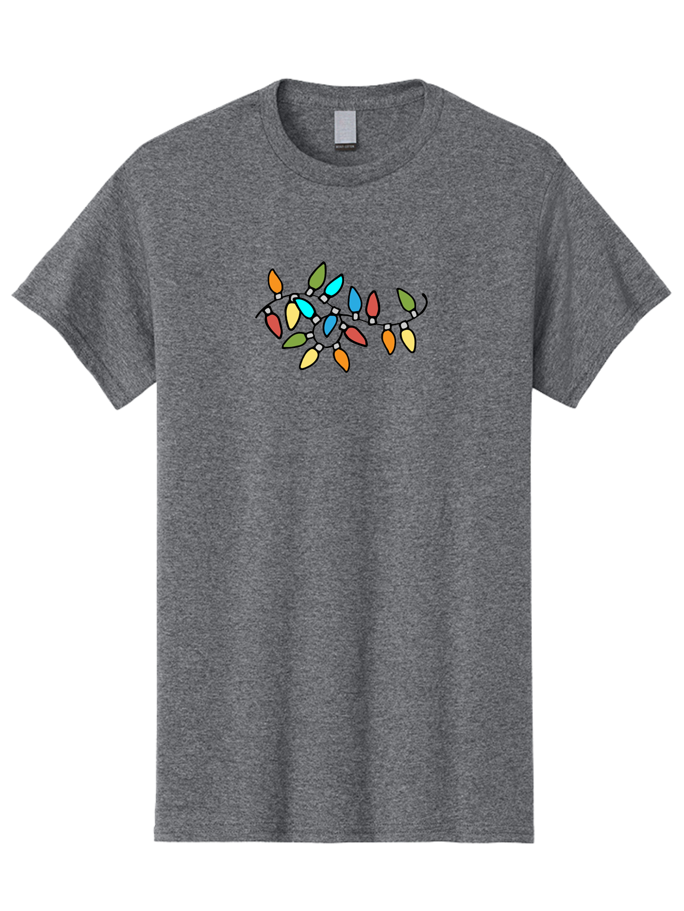 Christmas-Lights-1 Men'S Graphic Tee, 100% Cotton, Comfortable Casual Summer Wear, Machine Washable, Multicolored Christmas Lights, Festive Decorations, Holiday String Lights, Colorful Bulbs, Celebration Decoration, Party Lights - Aaa807