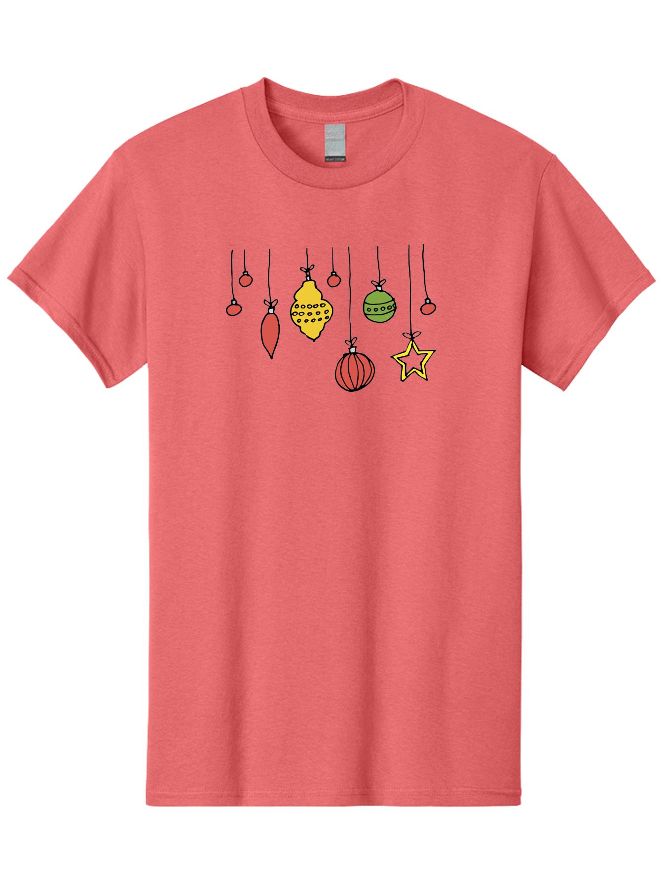 Christmas-Ornaments-1 Men'S Graphic Tee, 100% Cotton, Comfortable Casual Summer Wear, Machine Washable, Christmas Ornaments, Hanging Decorations, Festive Decor, Holiday Season, Christmas Tree Decorations, Red And Green Ornaments, - Aaa816