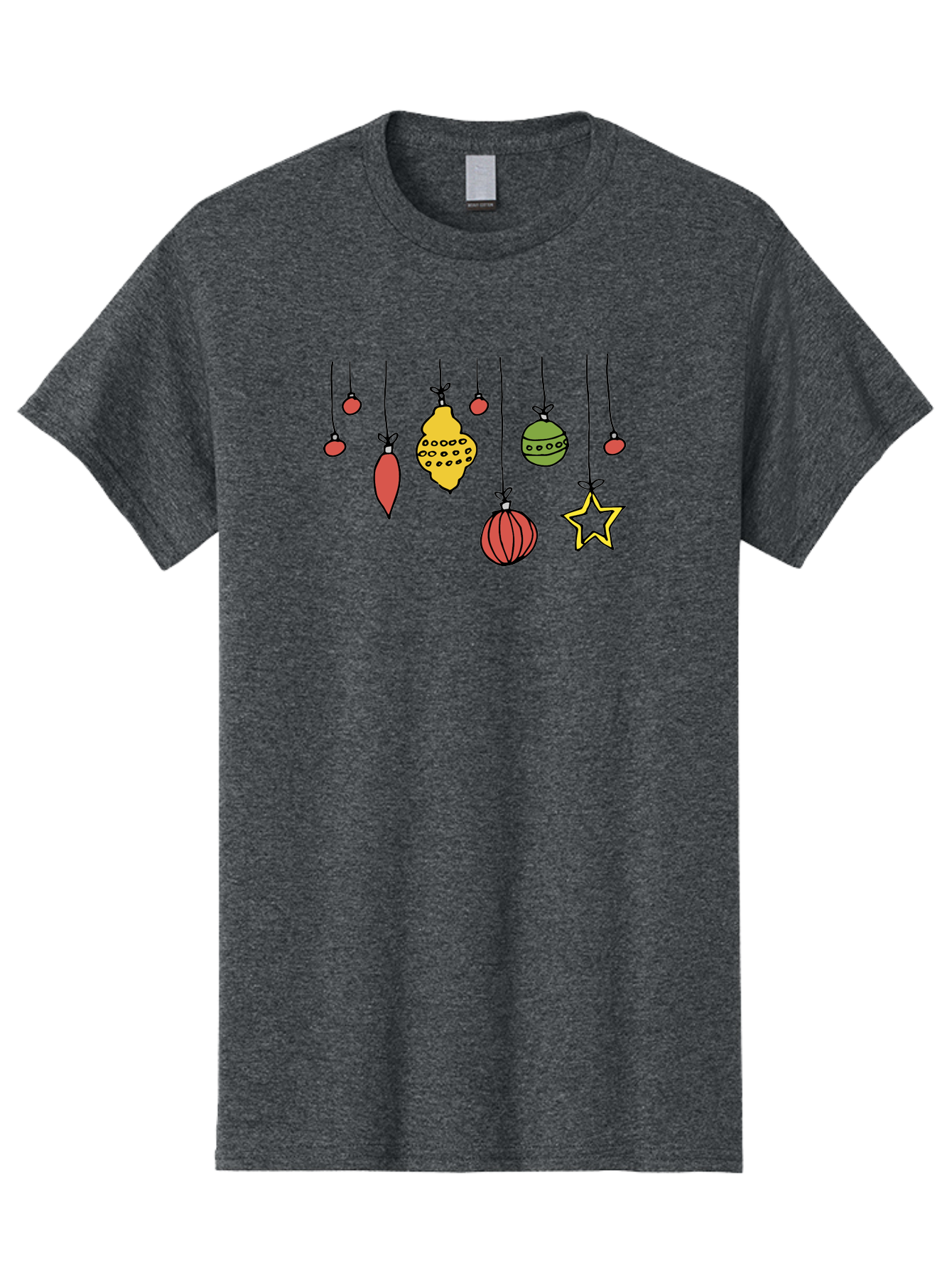 Christmas-Ornaments-1 Men'S Graphic Tee, 100% Cotton, Comfortable Casual Summer Wear, Machine Washable, Christmas Ornaments, Hanging Decorations, Festive Decor, Holiday Season, Christmas Tree Decorations, Red And Green Ornaments, - Aaa816