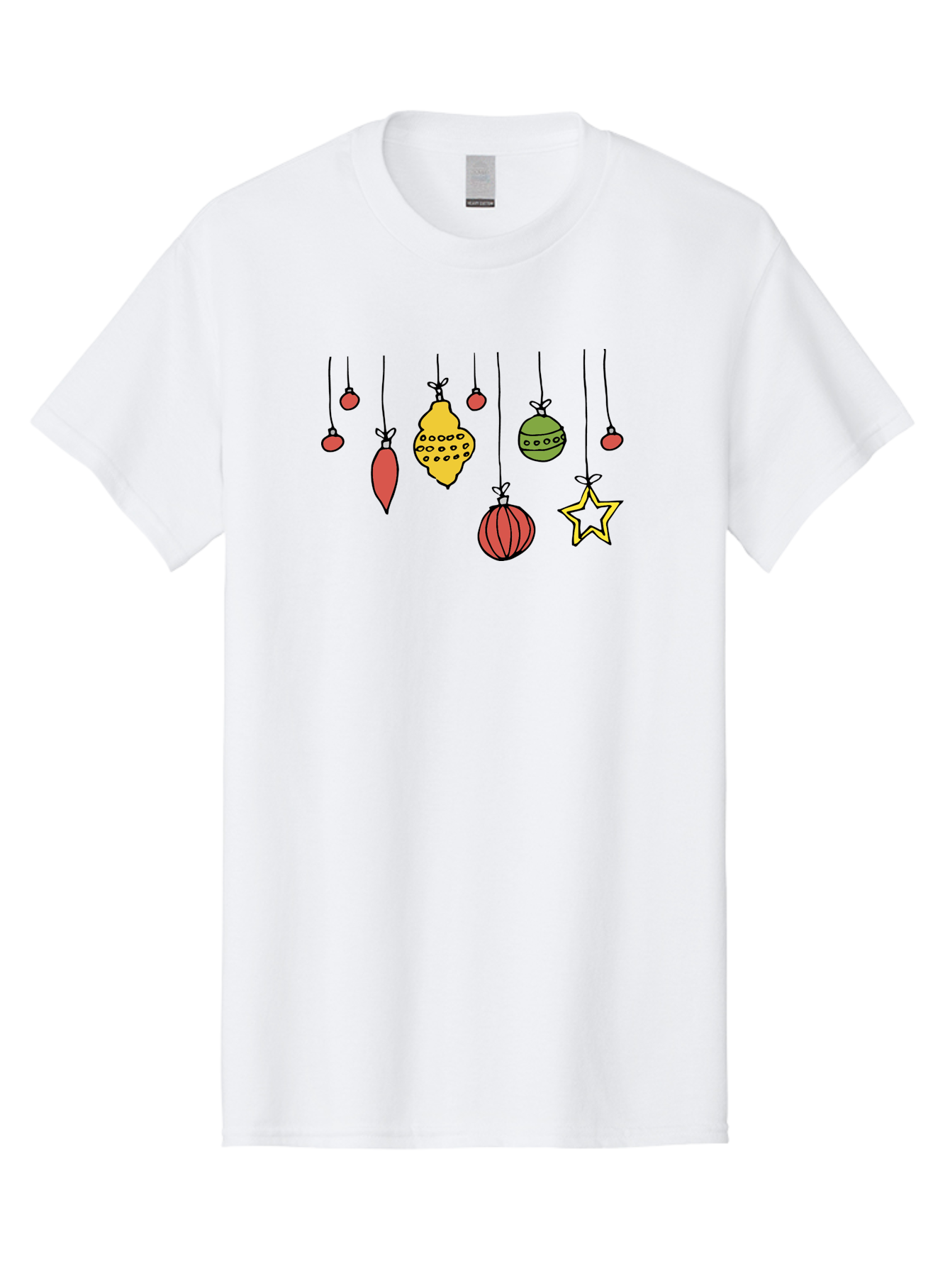 Christmas-Ornaments-1 Men'S Graphic Tee, 100% Cotton, Comfortable Casual Summer Wear, Machine Washable, Christmas Ornaments, Hanging Decorations, Festive Decor, Holiday Season, Christmas Tree Decorations, Red And Green Ornaments, - Aaa816