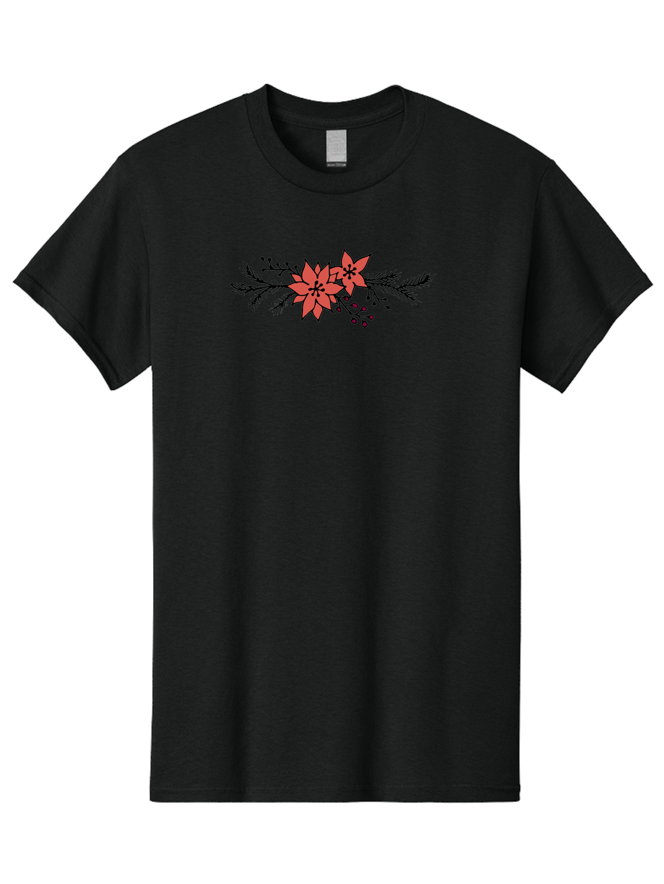 Christmas-Poinsettia Men'S Graphic Tee, 100% Cotton, Comfortable Casual Summer Wear, Machine Washable, Red Poinsettia Flowers, Festive Decorations, Holiday Decor, Christmas Flowers, Floral Arrangements, Winter Flowers - Aaa818