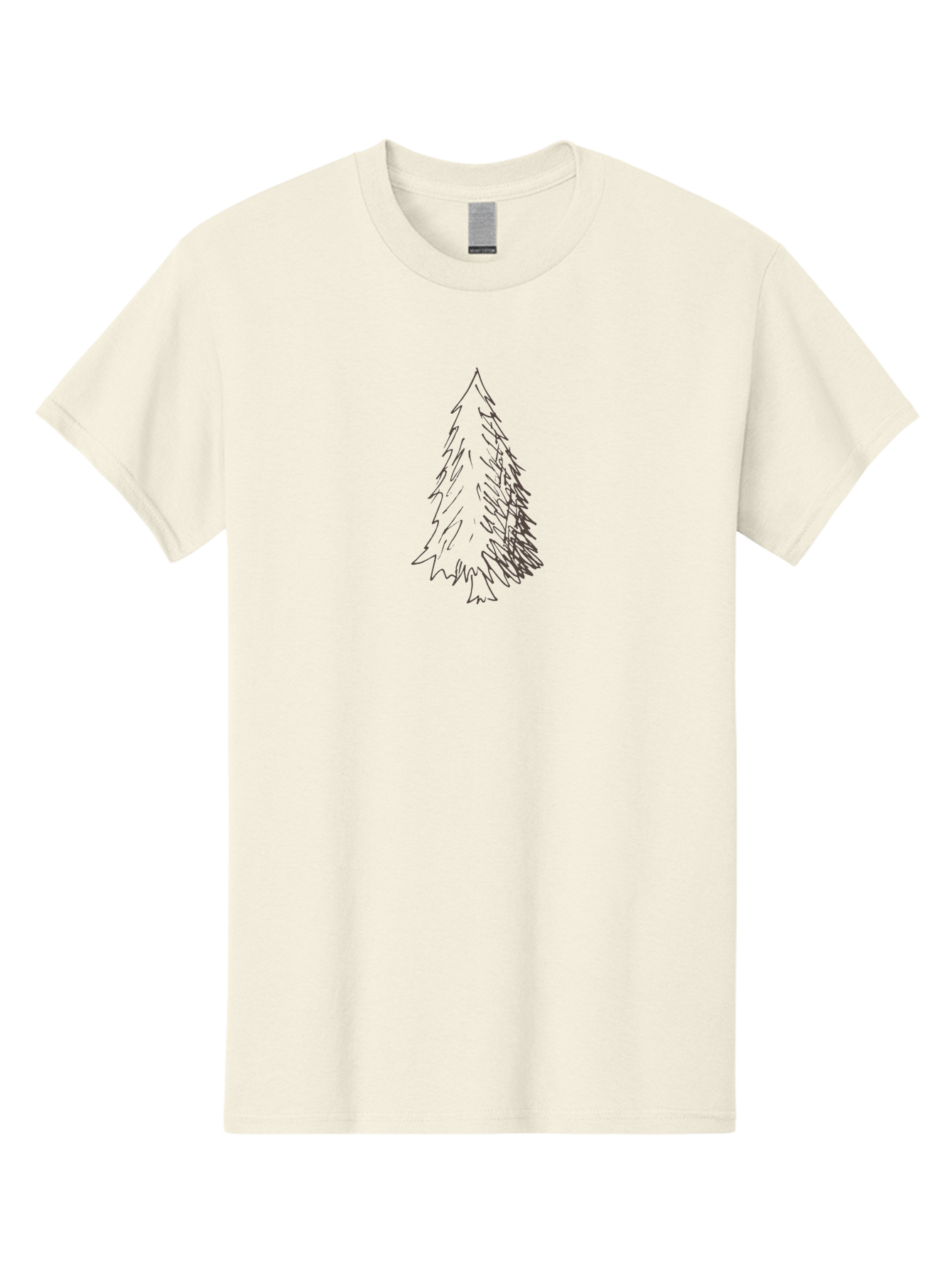Christmas-Tree-1 Men'S Graphic Tee, 100% Cotton, Comfortable Casual Summer Wear, Machine Washable, Hand-Drawn Christmas Tree, Simple Illustration, Festive Symbol, Holiday Decoration, Minimalist Design, Purple Outline - Aaa822
