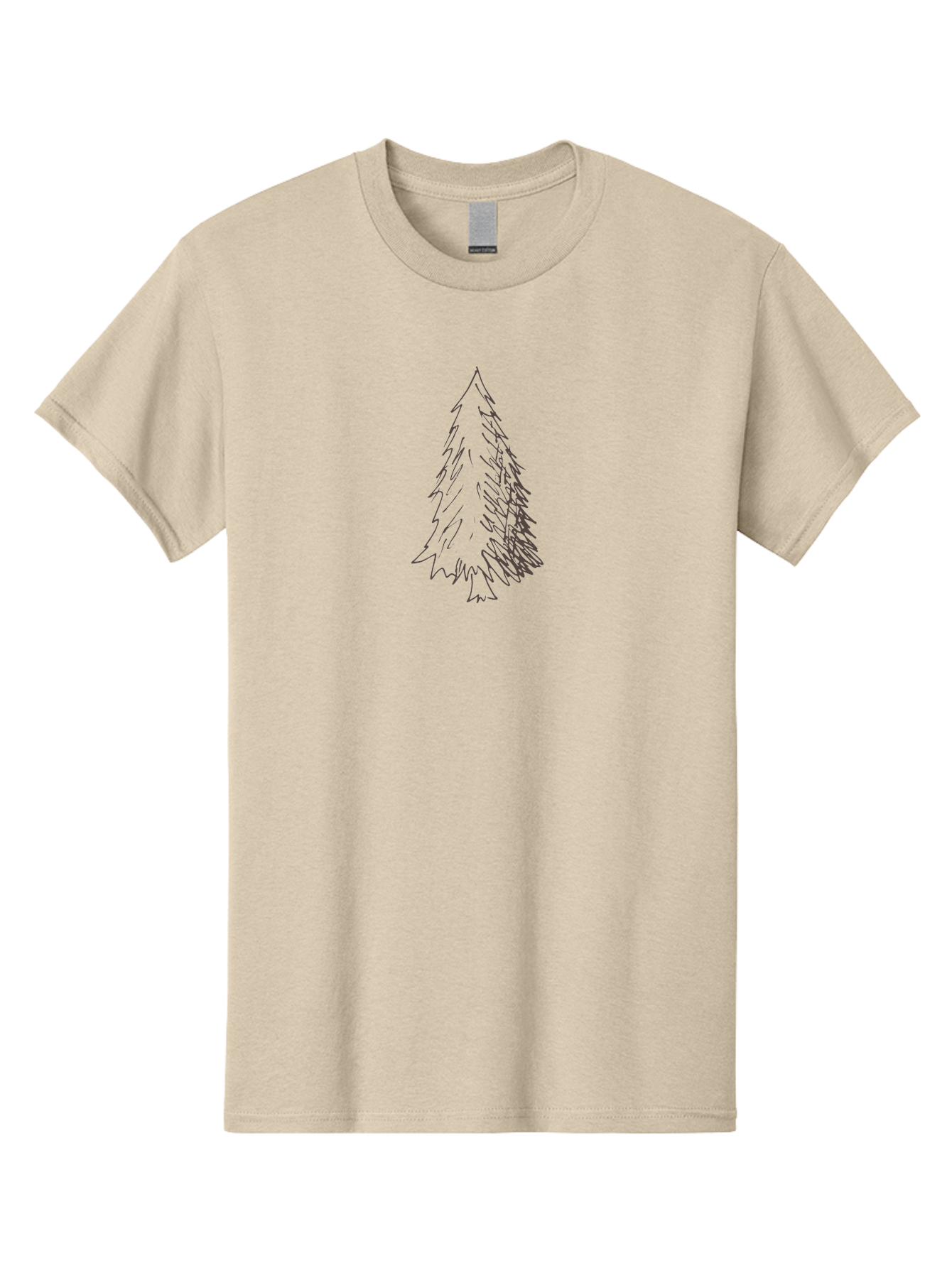 Christmas-Tree-1 Men'S Graphic Tee, 100% Cotton, Comfortable Casual Summer Wear, Machine Washable, Hand-Drawn Christmas Tree, Simple Illustration, Festive Symbol, Holiday Decoration, Minimalist Design, Purple Outline - Aaa822