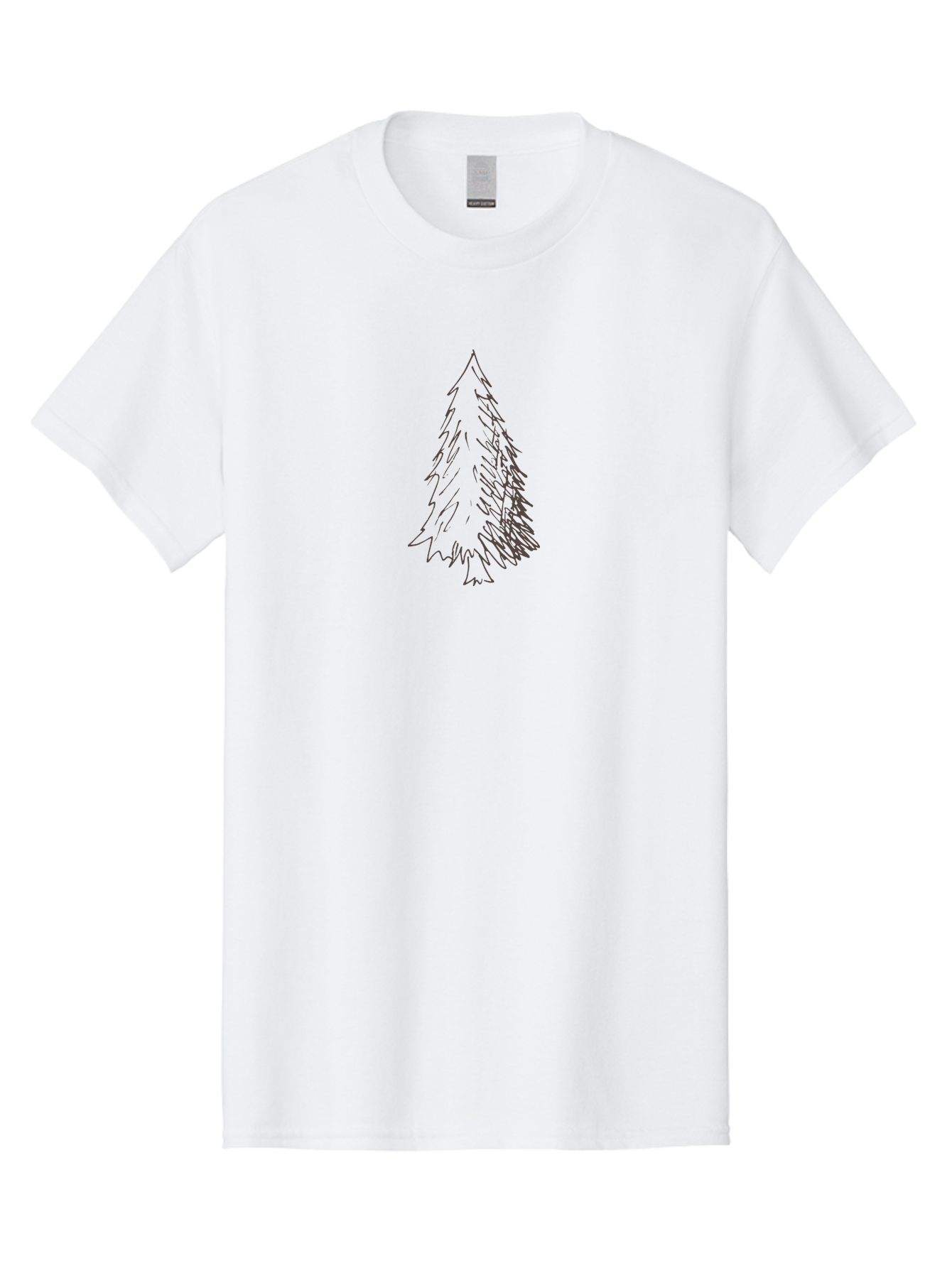 Christmas-Tree-1 Men'S Graphic Tee, 100% Cotton, Comfortable Casual Summer Wear, Machine Washable, Hand-Drawn Christmas Tree, Simple Illustration, Festive Symbol, Holiday Decoration, Minimalist Design, Purple Outline - Aaa822