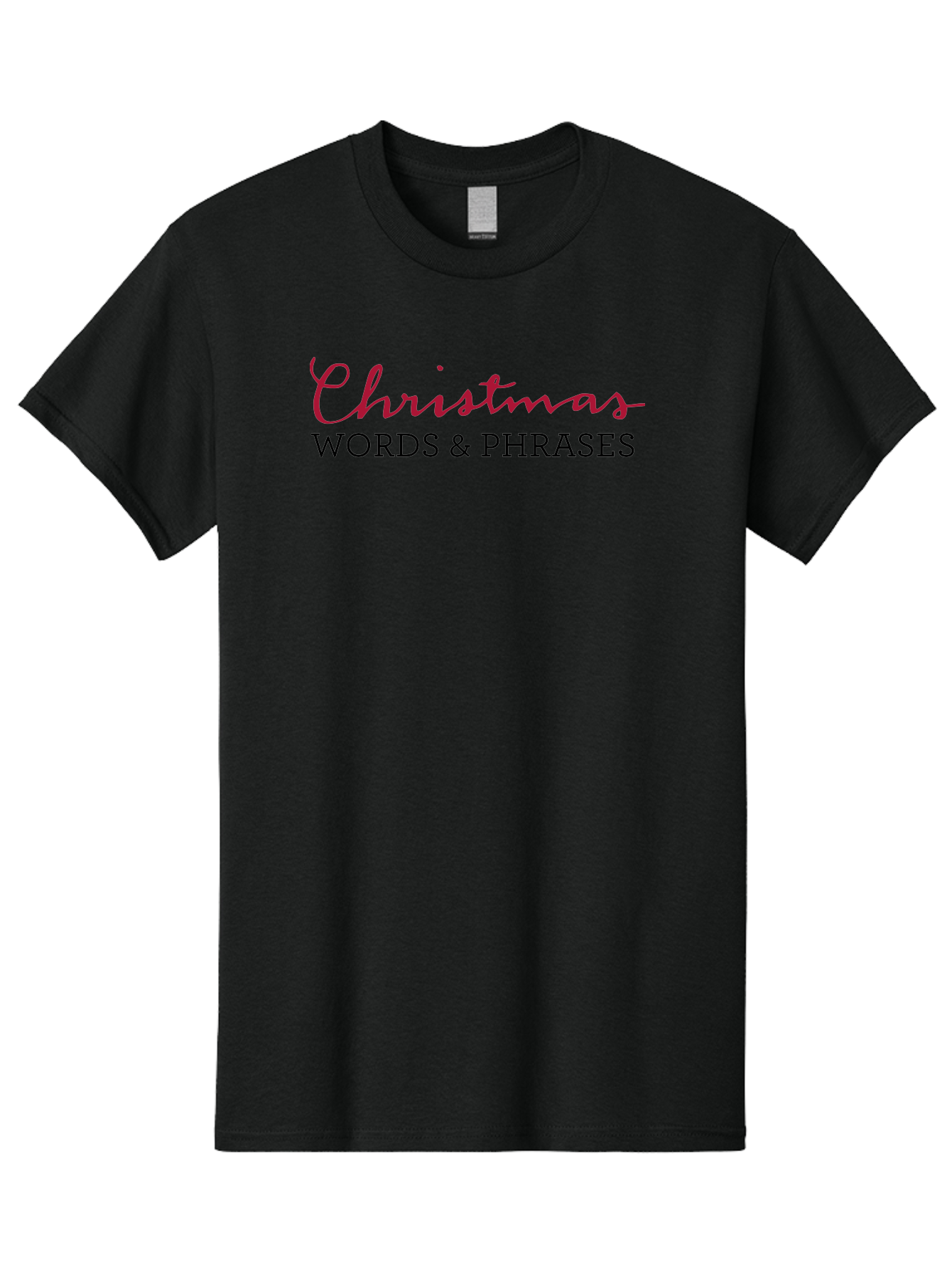 Christmas-Words-Phrases-2 Men'S Graphic Tee, 100% Cotton, Comfortable Casual Summer Wear, Machine Washable, Christmas Graphics, Holiday Phrases, Festive Fonts, Christmas Vocabulary, Seasonal Wording, Red And Black Text - Aaa829