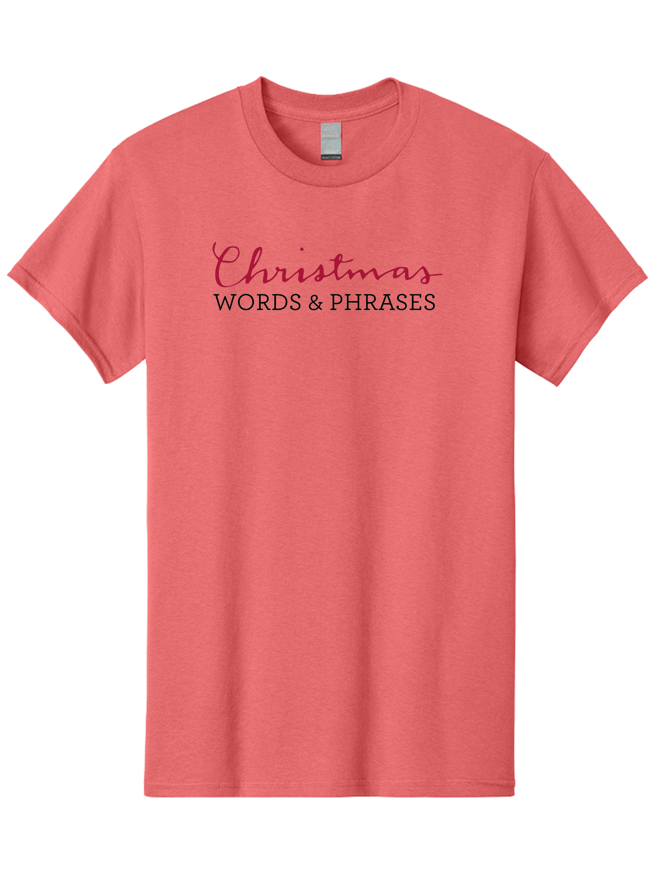 Christmas-Words-Phrases-2 Men'S Graphic Tee, 100% Cotton, Comfortable Casual Summer Wear, Machine Washable, Christmas Graphics, Holiday Phrases, Festive Fonts, Christmas Vocabulary, Seasonal Wording, Red And Black Text - Aaa829