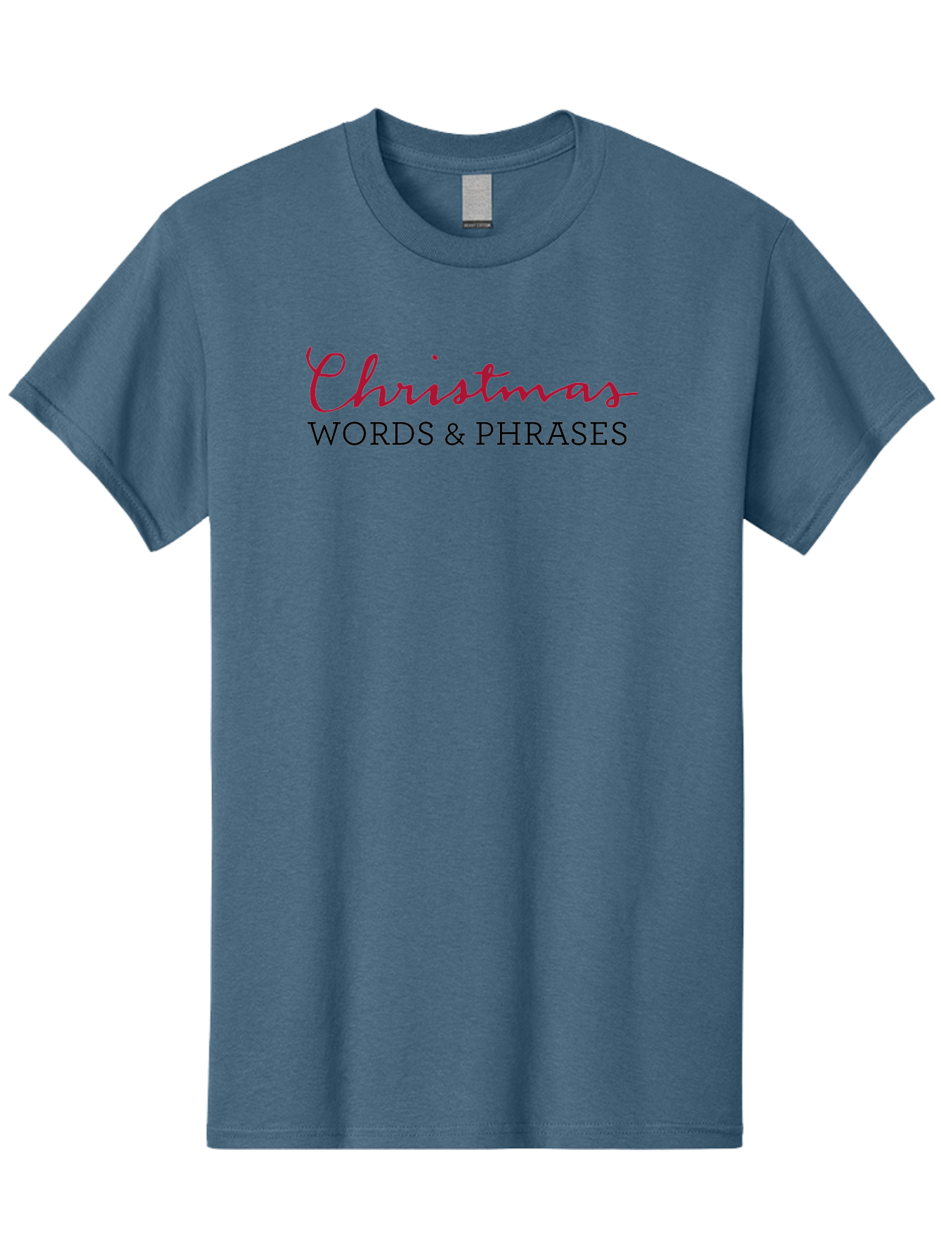 Christmas-Words-Phrases-2 Men'S Graphic Tee, 100% Cotton, Comfortable Casual Summer Wear, Machine Washable, Christmas Graphics, Holiday Phrases, Festive Fonts, Christmas Vocabulary, Seasonal Wording, Red And Black Text - Aaa829