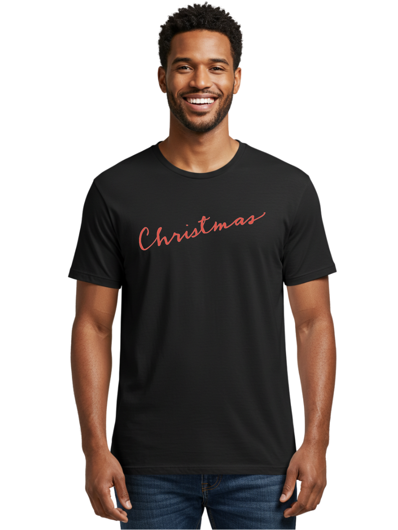 Christmas Men'S Graphic Tee, 100% Cotton, Comfortable Casual Summer Wear, Machine Washable, Christmas Greeting, Festive Season, Holiday Message, Pink Cursive Text, Christmas Celebration, Winter Wonderland - Aaa832