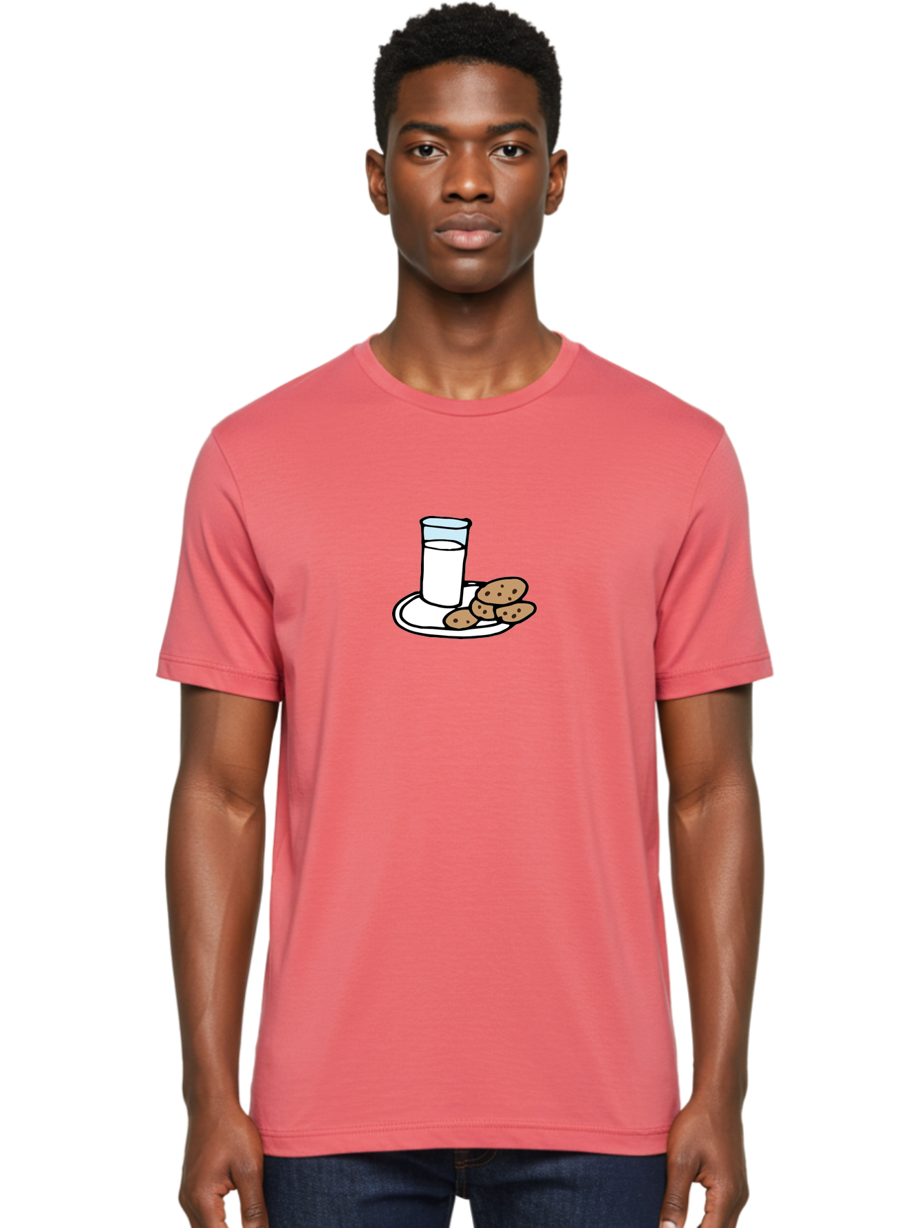 Cookies-And-Milk Men'S Graphic Tee, 100% Cotton, Comfortable Casual Summer Wear, Machine Washable, Glass Of Milk, Chocolate Chip Cookies, Sweet Treats, Snack Time, Comfort Food, Cookies And Milk, Cookie Love, Milk And Cookies - Aaa840
