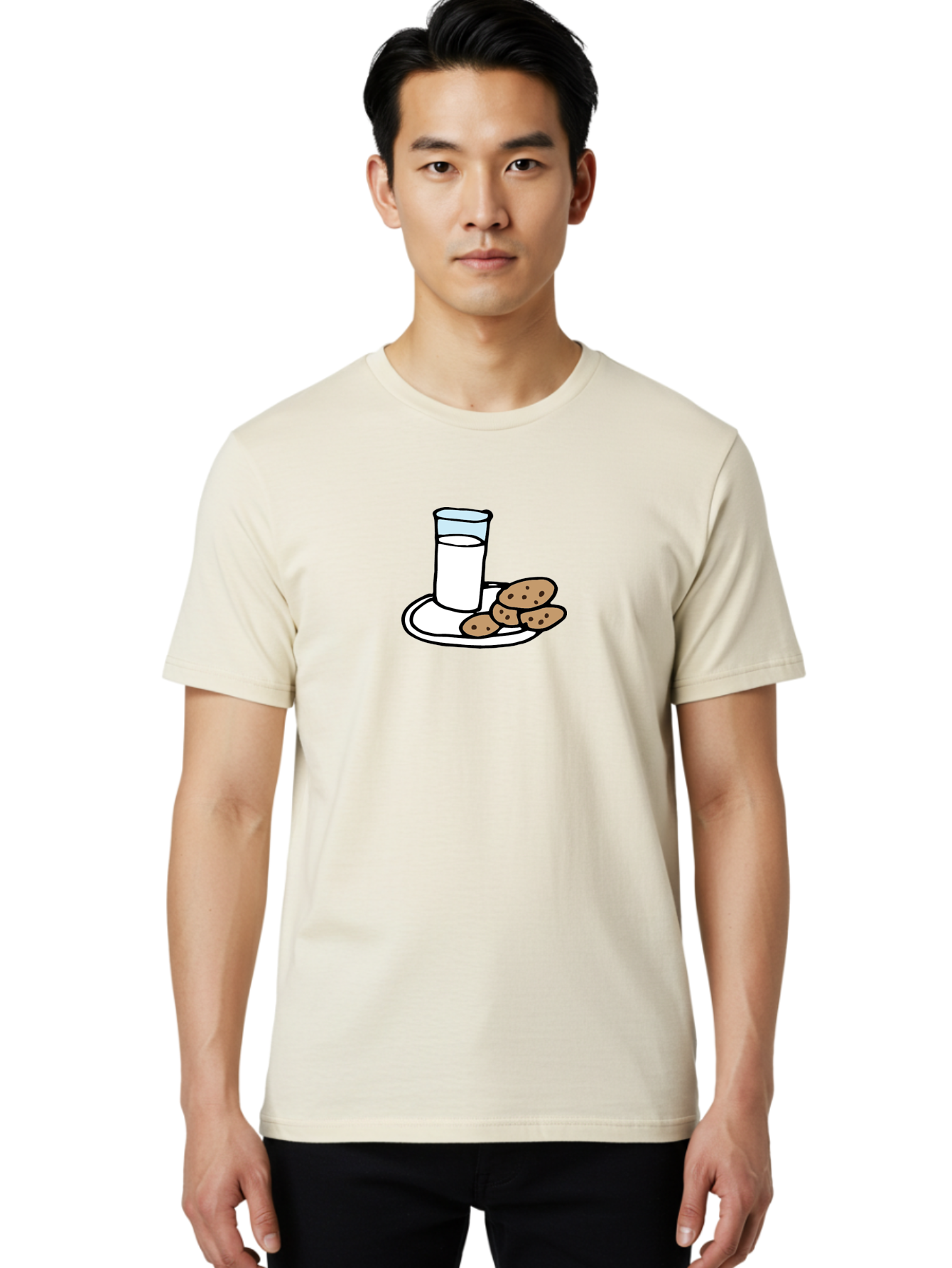 Cookies-And-Milk Men'S Graphic Tee, 100% Cotton, Comfortable Casual Summer Wear, Machine Washable, Glass Of Milk, Chocolate Chip Cookies, Sweet Treats, Snack Time, Comfort Food, Cookies And Milk, Cookie Love, Milk And Cookies - Aaa840