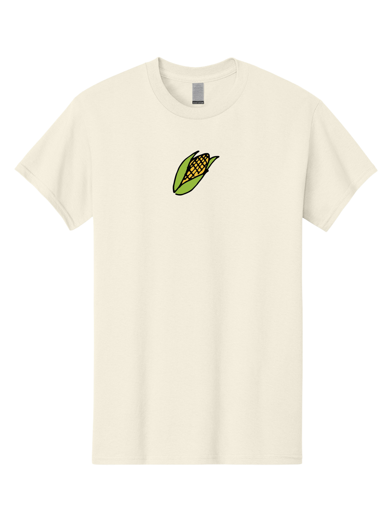 Corn-On-Cob Men'S Graphic Tee, 100% Cotton, Comfortable Casual Summer Wear, Machine Washable, Ear Of Corn, Yellow Kernels, Green Husk, Black Outline, Cartoon Style, Illustration, Vegetable, Food, Agriculture, Harvest - Aaa841