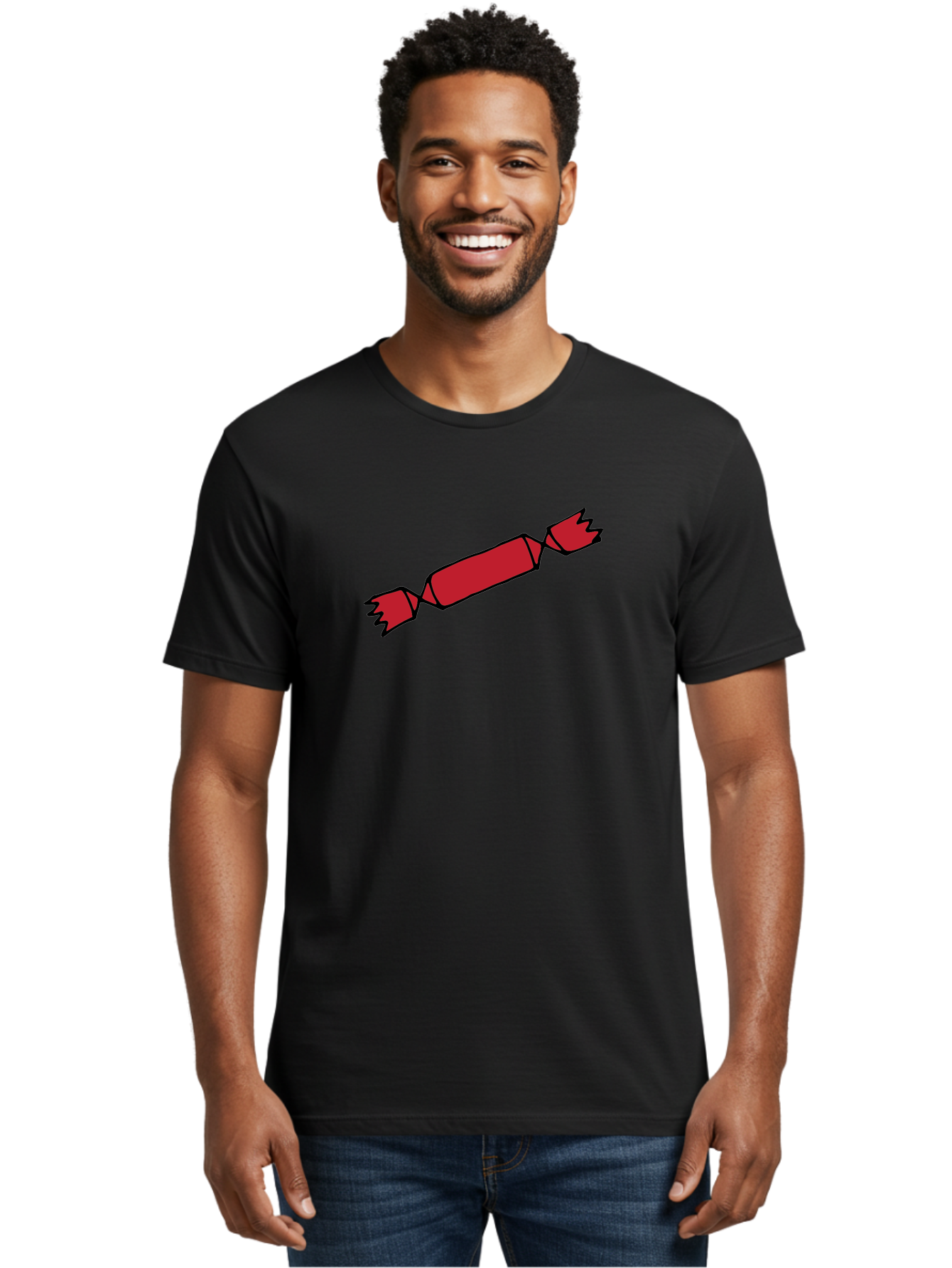 Cracker Men'S Graphic Tee, 100% Cotton, Comfortable Casual Summer Wear, Machine Washable, Cartoon Cracker, Red Firecracker, Celebration, Party Popper, Festive, Holiday, Red Color, Cartoon Style - Aaa842