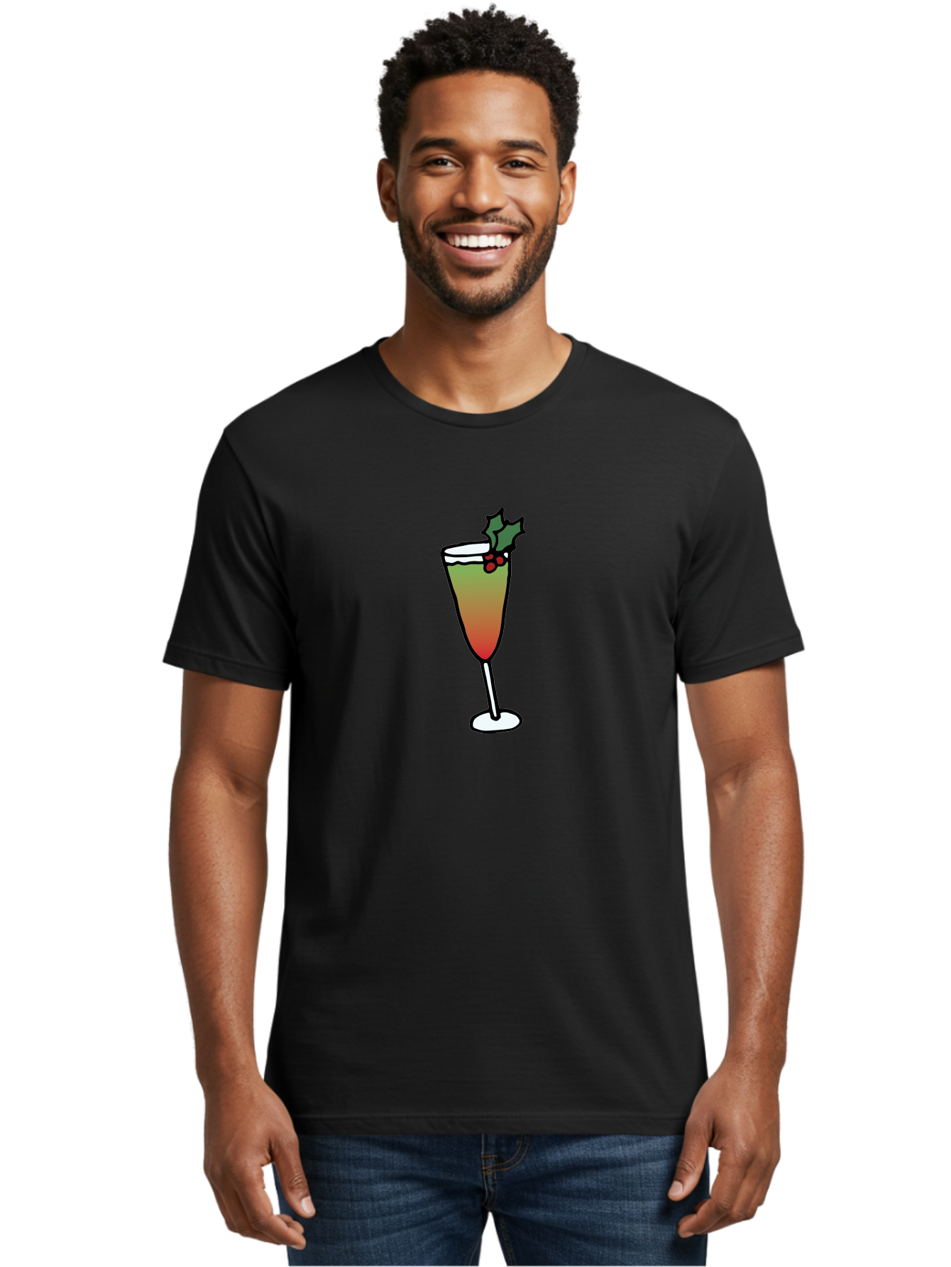 Cranberry-Christmas-Cocktail Men'S Graphic Tee, 100% Cotton, Comfortable Casual Summer Wear, Machine Washable, Holiday Cocktail, Festive Drink, Cranberry Martini, Champagne Flute, Holly Garnish, Red Berries, Christmas Drink, Party Beverage, - Aaa843
